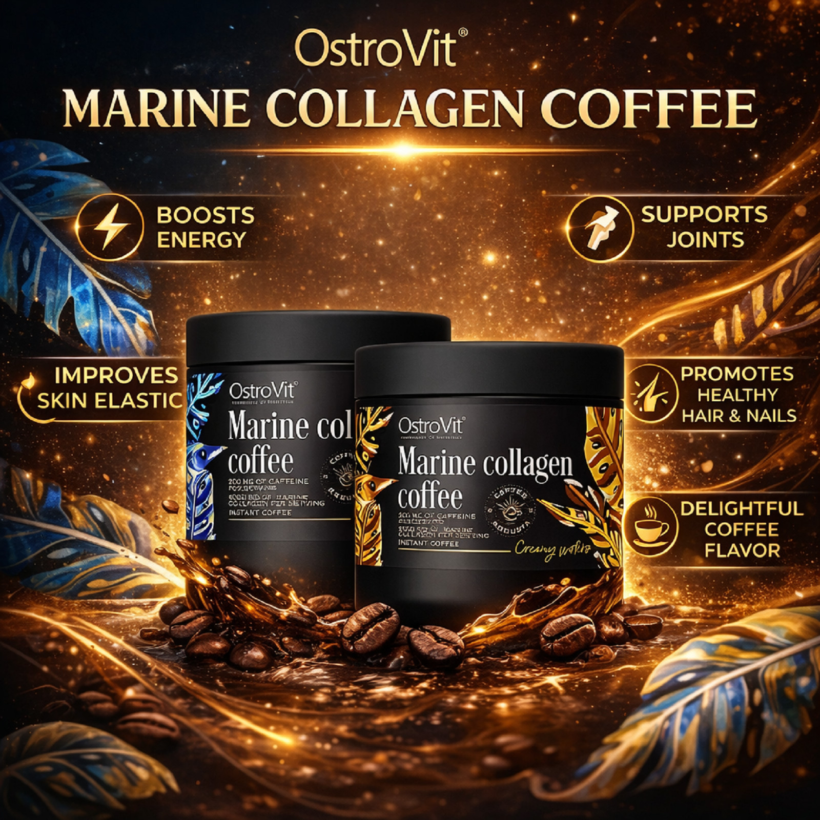 OSTROVIT MARINE COLLAGEN COFFEE- 150 g – caffeine – skin hair nails bones energy