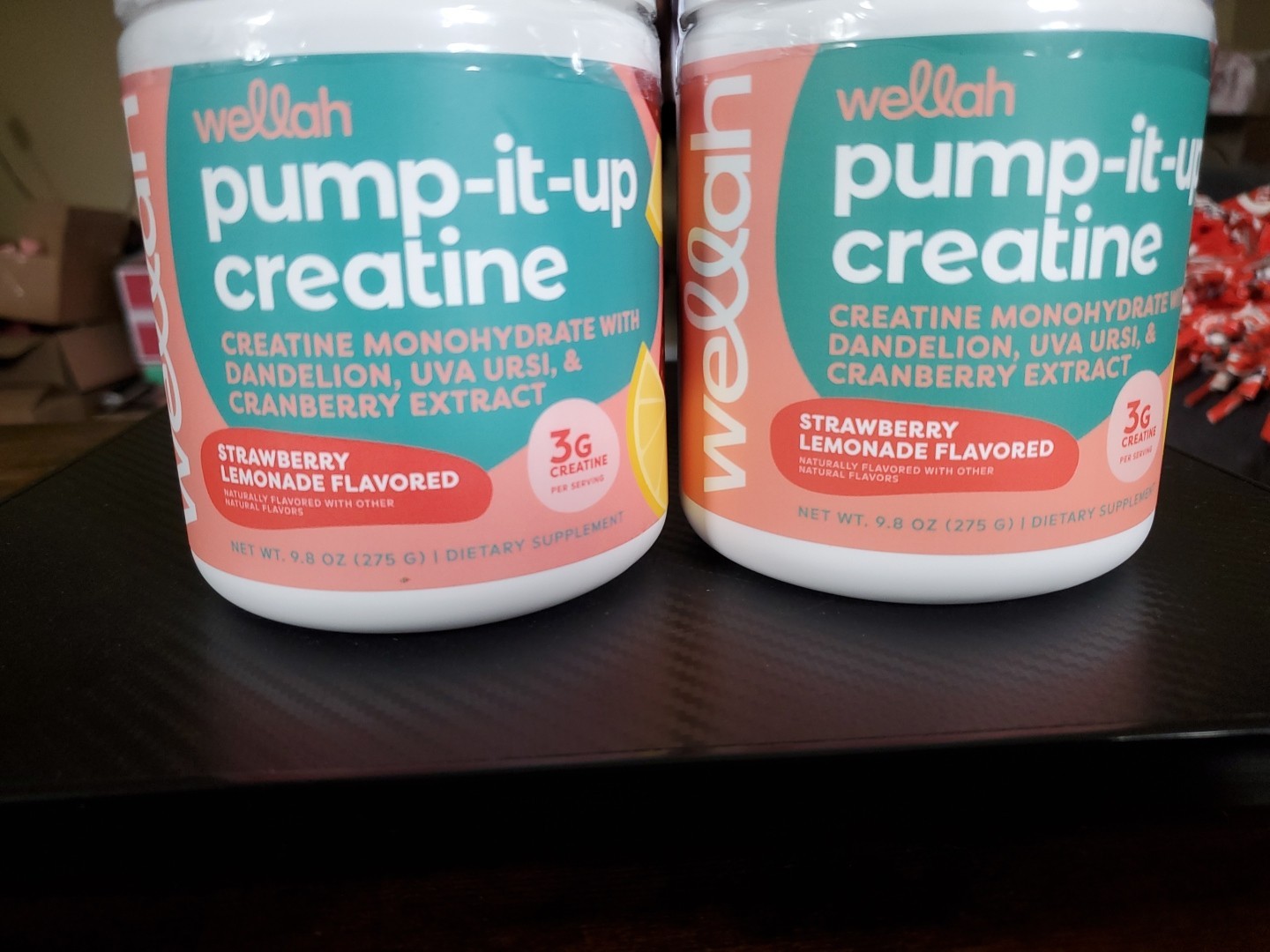 SEALED – (2) Wellah Pump-It-Up Creatine Creatine – 9.8 oz. STRAWBERRY LEMONADE