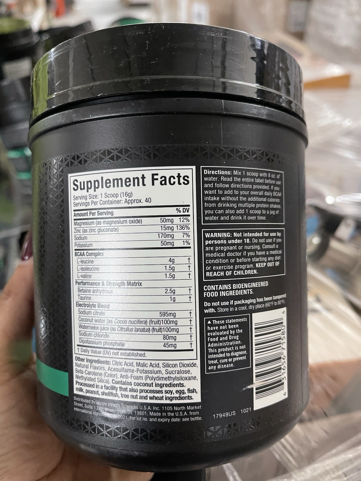 BCAA Amino Acids + Electrolyte Powder, Amino Build, 7G of Bcaas + Electrolytes,