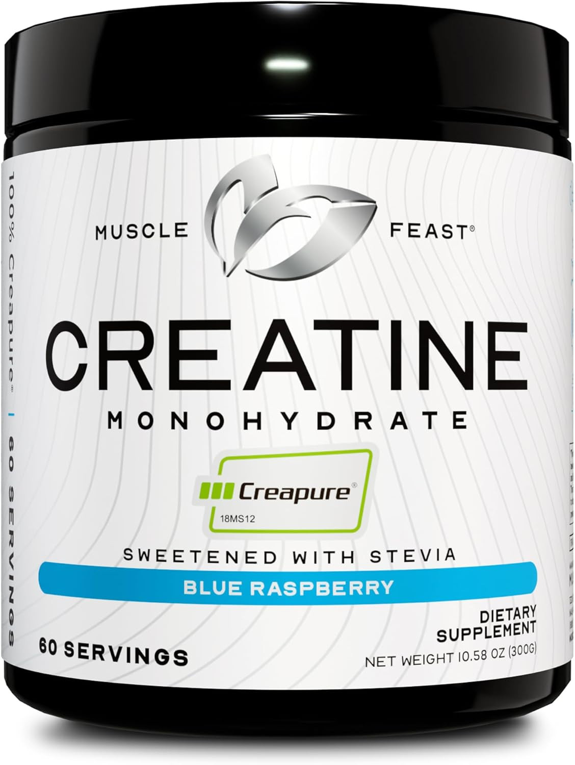 Creapure Creatine Monohydrate Powder, Vegan, Gluten-Free, Blue Raspberry, 300g