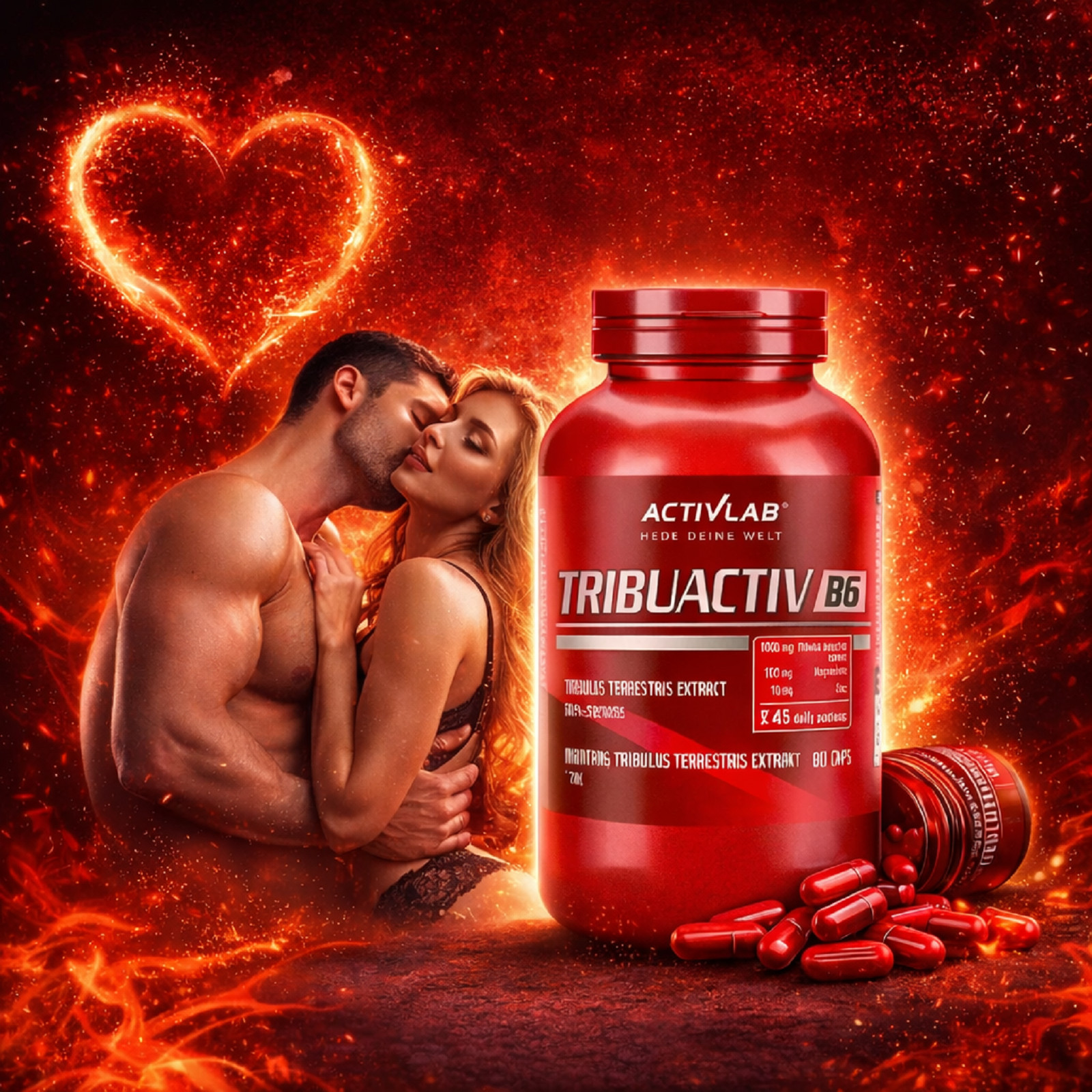 TRIBUACTIV B6 – 90-180 Caps – Natural Testo Booster Vitamin B6 Endurance Libido