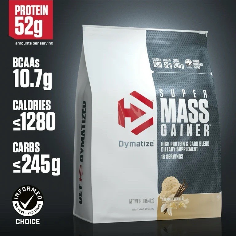 Dymatize Super Mass Gainer High Protein Powder, Gourmet Vanilla, 12 lb