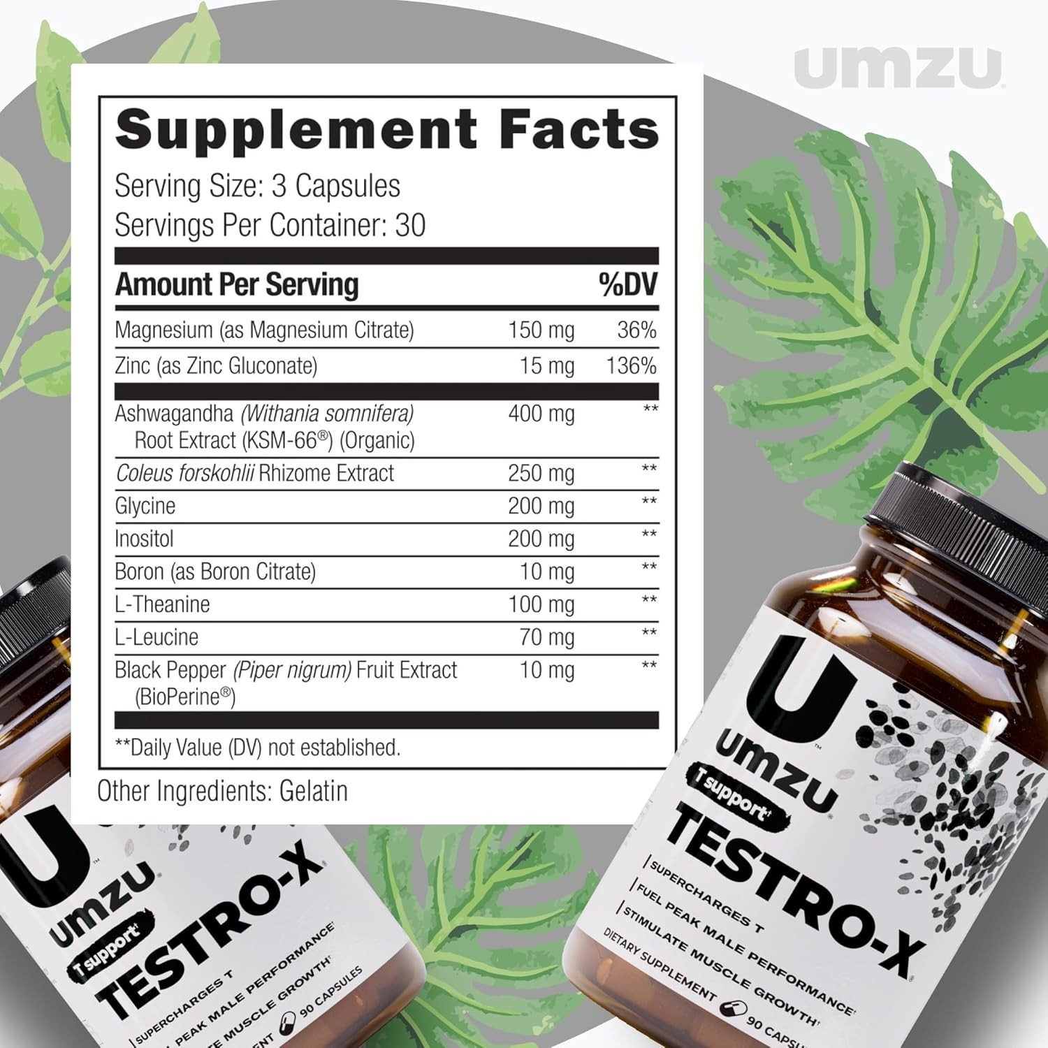 UMZU Testro-X Men’s Supplement – 90 Capsules – Boosts Energy & Muscle Recovery