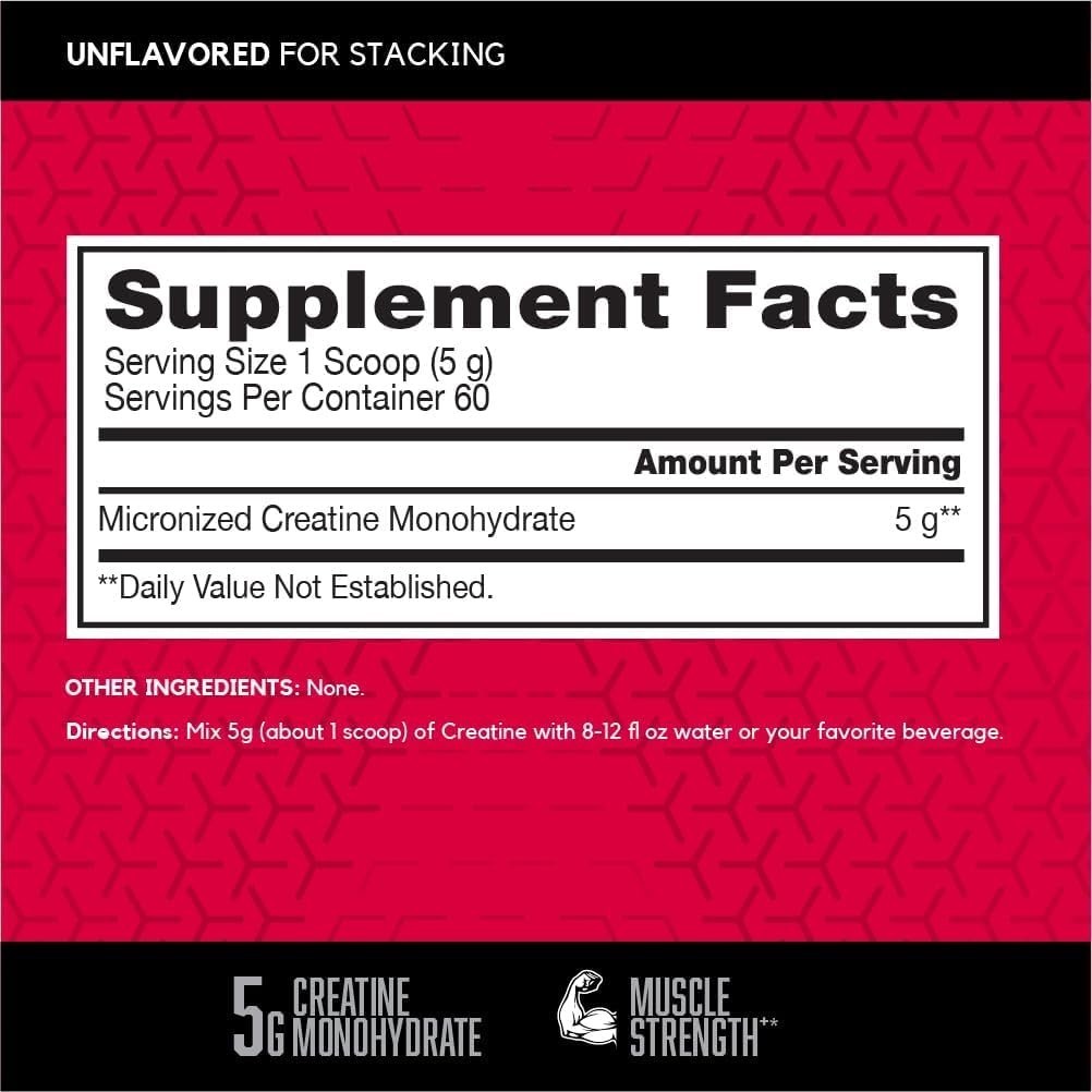 Micronized Creatine Monohydrate Powder 5000mg – 60 Servings for Muscle Growth &