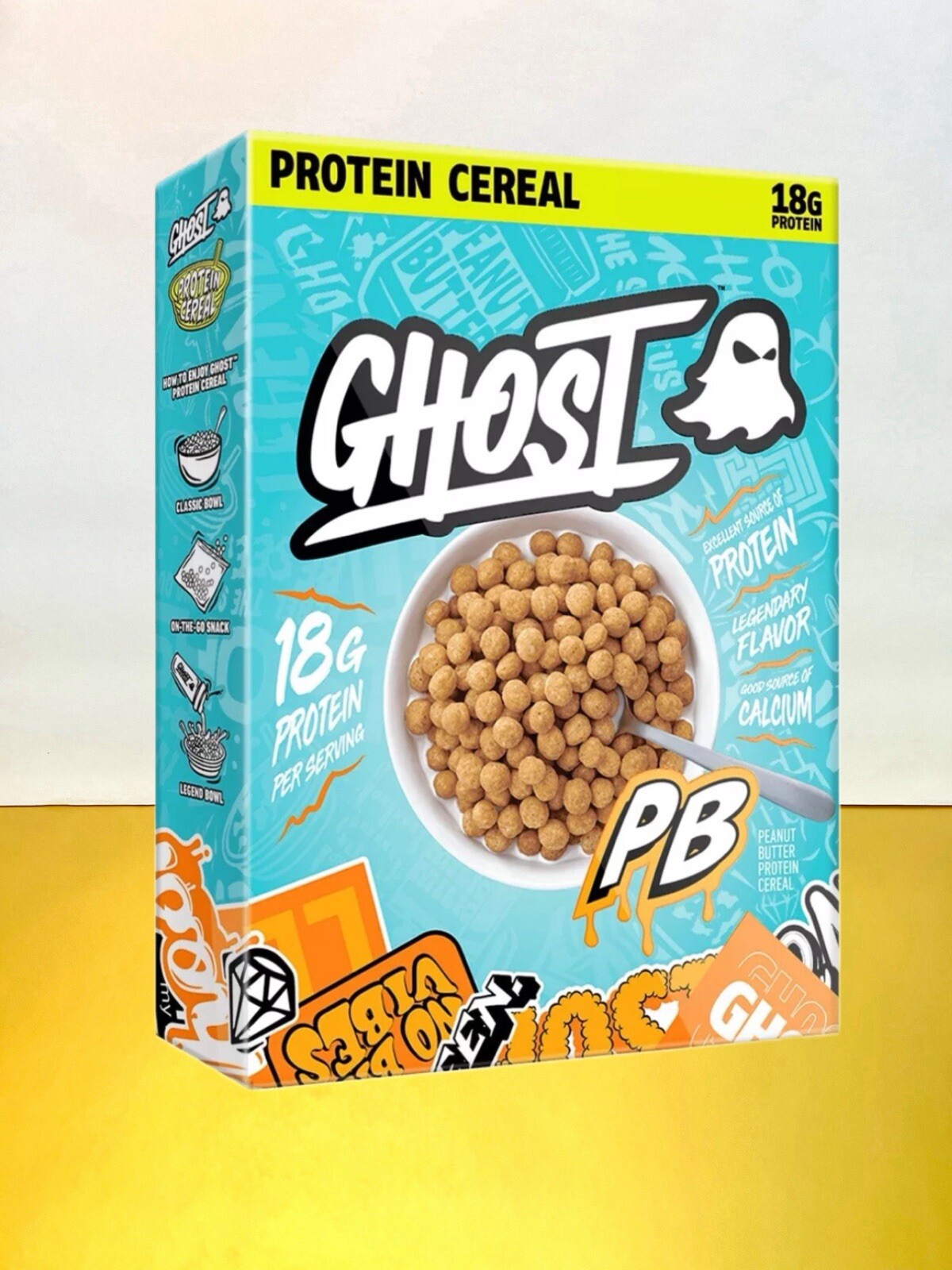 🔵 New Exclusive GHOST Peanut Butter PB Protein Calcium Cereal Box 17g 9oz