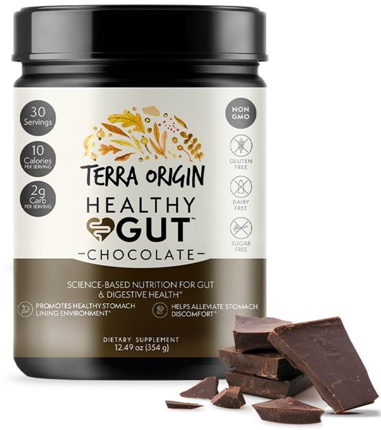 TERRA ORIGIN Healthy Gut Chocolate | 30-Servings with L-Glutamine, Zinc, Gluc…