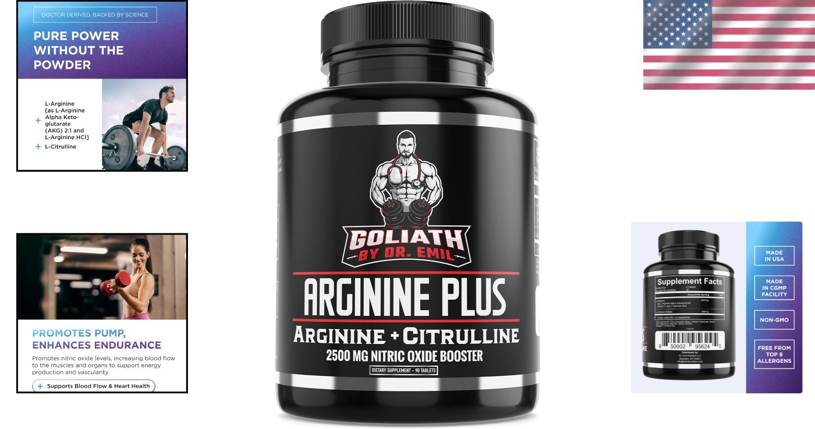 Dr. Emil’s ARGININE Plus – 2500MG Nitric Oxide Booster Tablets for Heart Health