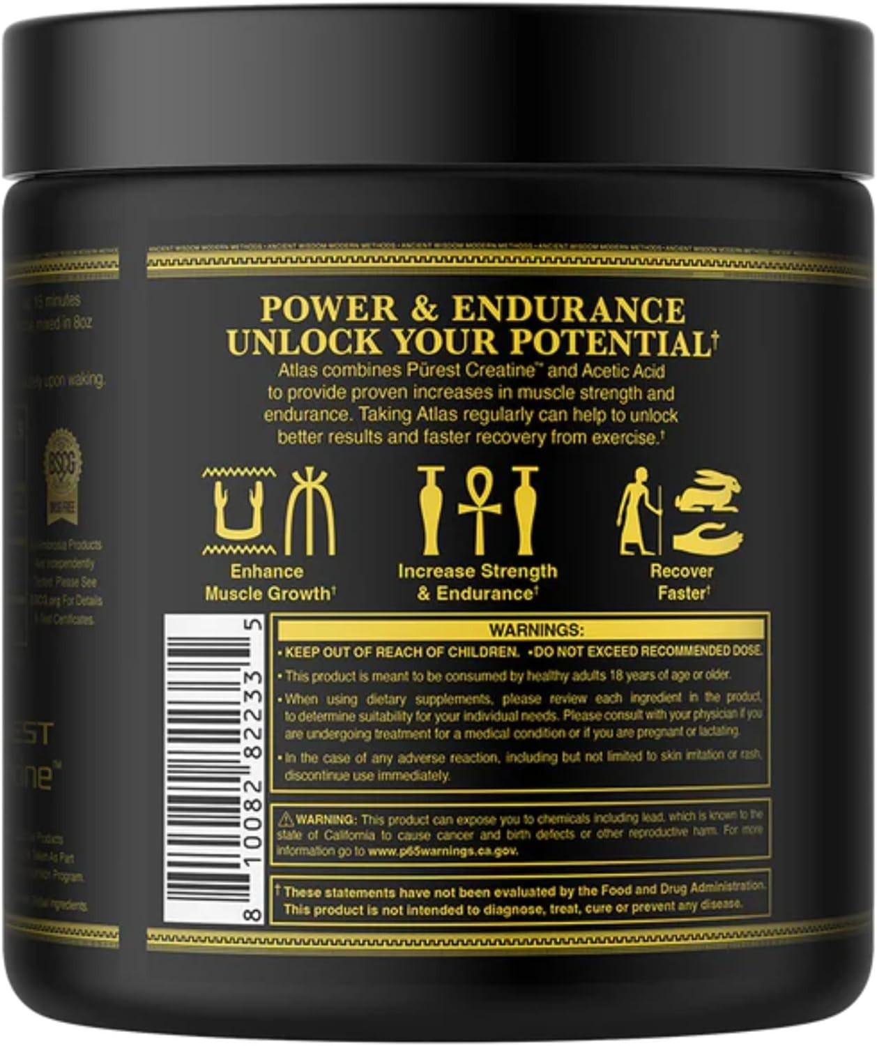 Ambrosia Atlas Performance Creatine Creapure® + Acetic 0.39 Ounce (Pack of 1)