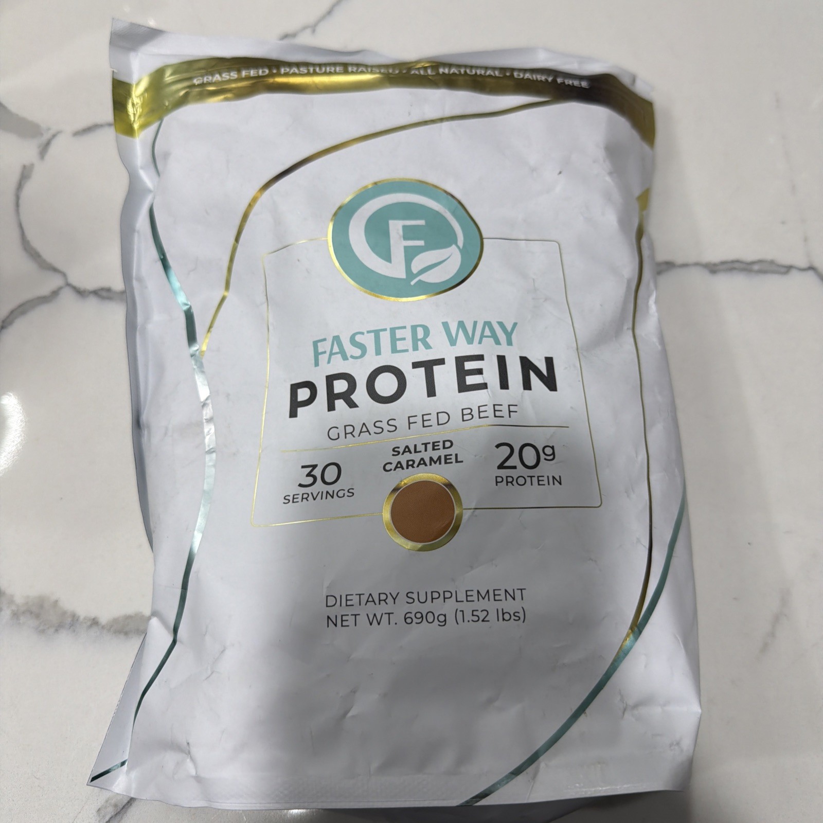 Faster Way Grass Fed Protein- Gluten Free Salted Caramel 1.52 Lbs Exp 9/27