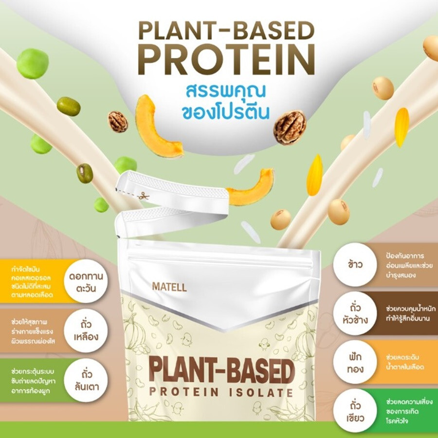 2 lb. Mattle Plant-Based Protein Powder 0%Sugar Vegan From 7 Types Of Plants DHL
