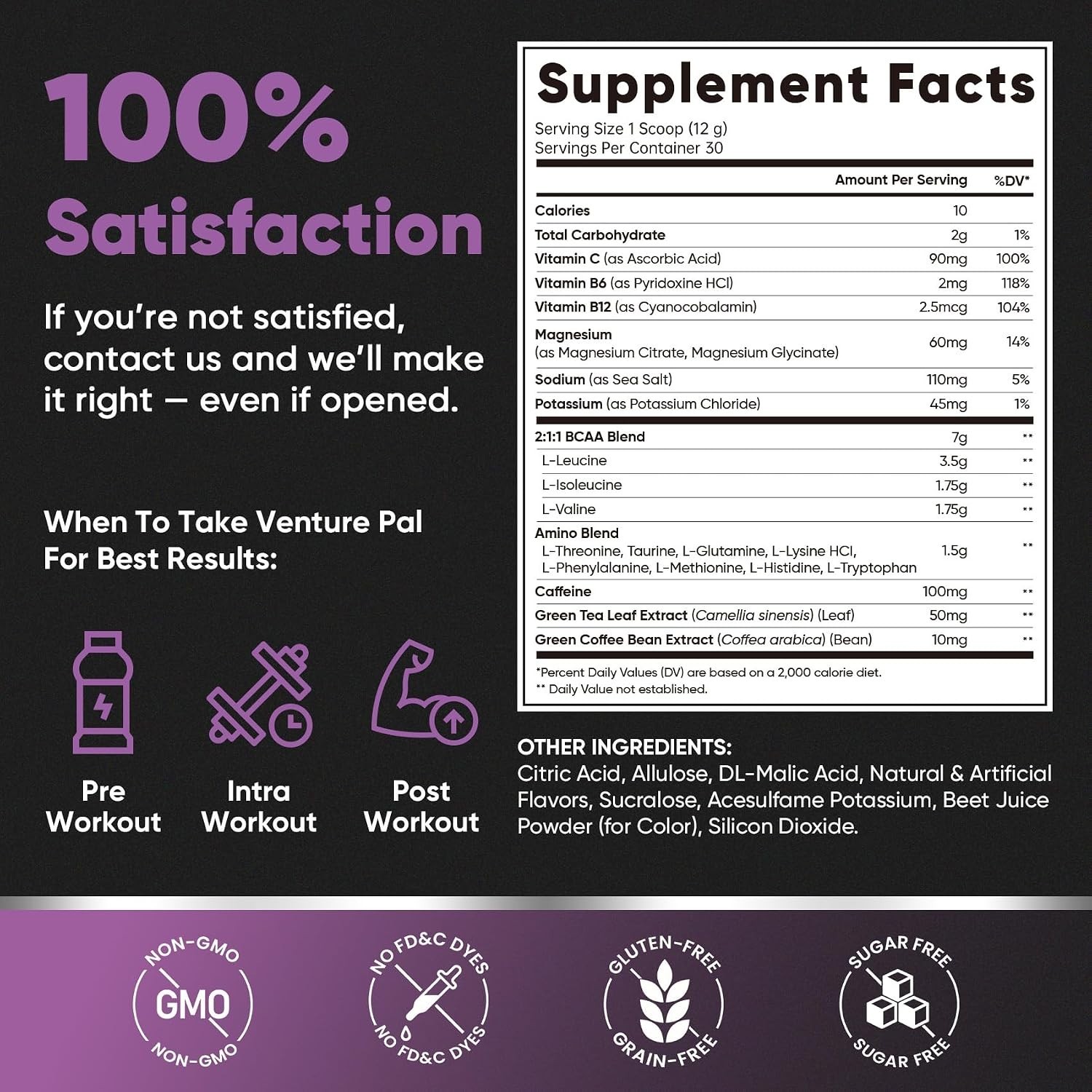 Venture Pal Sugar Free 7g BCAA + EAA Powder | Supports Muscle Recovery