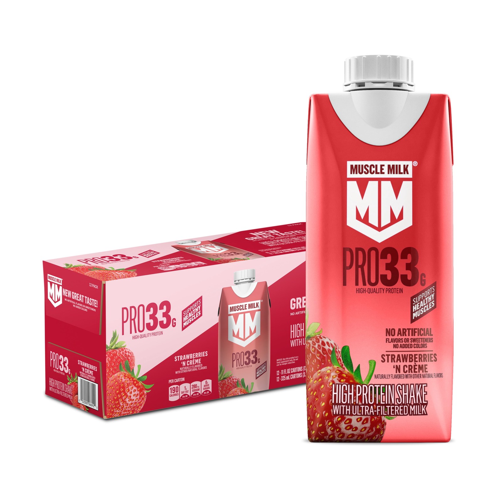 Pro 33G High Protein Shake Ultra Filtered Milk, Strawberries N Creme, 11 Fl Oz,