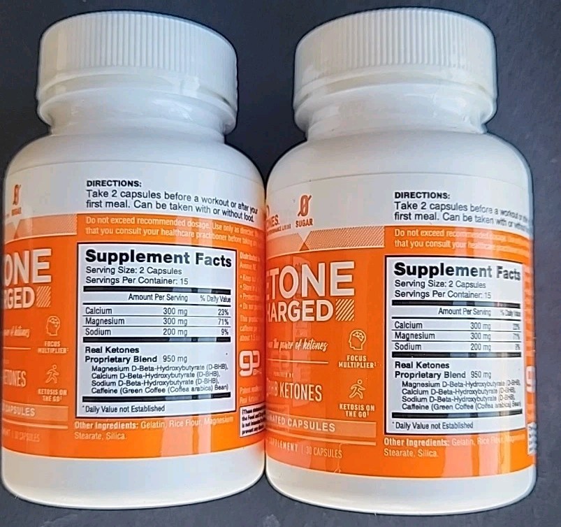 2 Boxes: Real Ketones D-BHB Capsules Charged 30 Caps ea 11/26