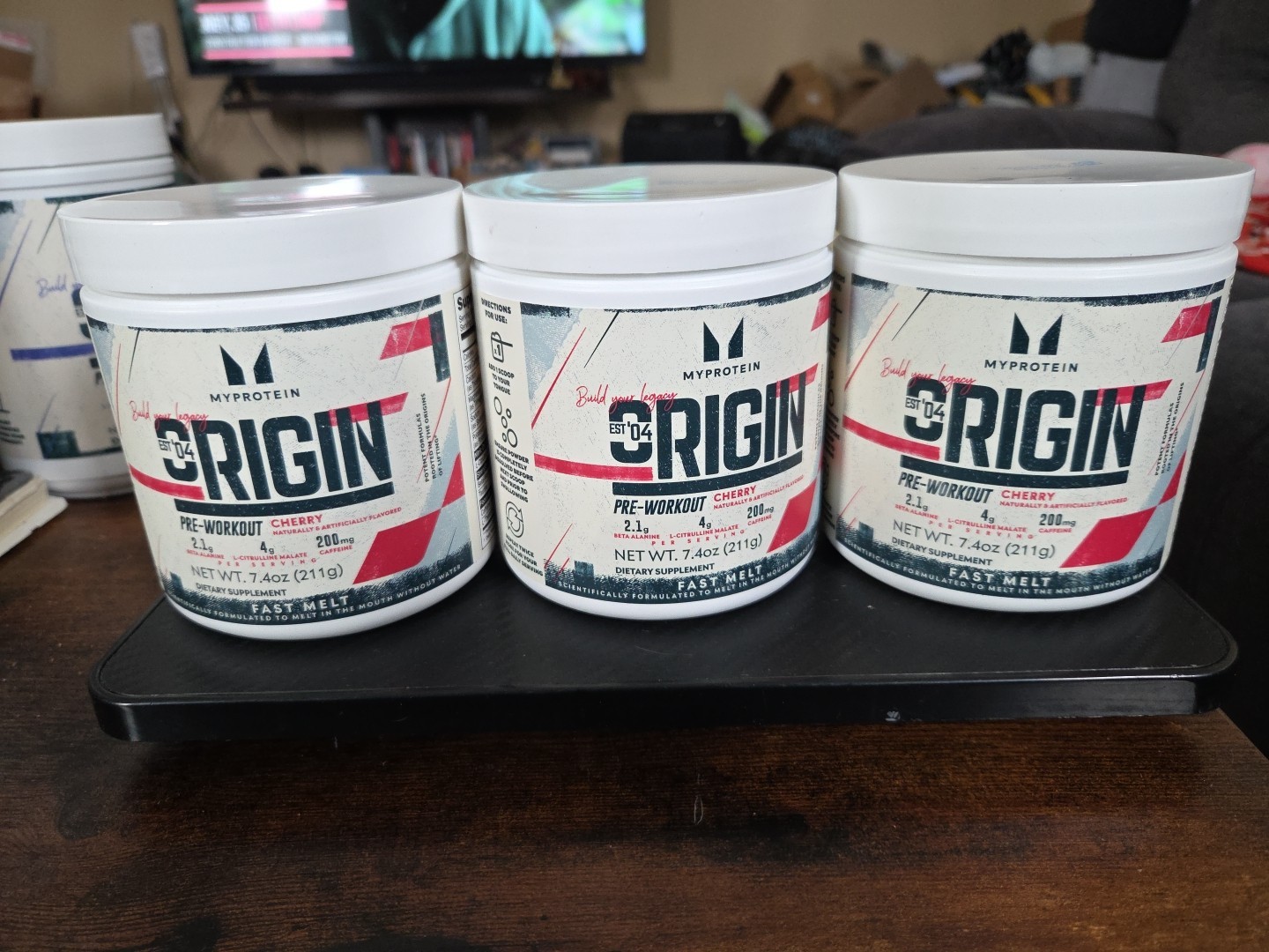 NEW – (3) Myprotein ORIGIN Pre-Workout Powder CHERRY – 7.4 oz. ea. EXP. 09/2026