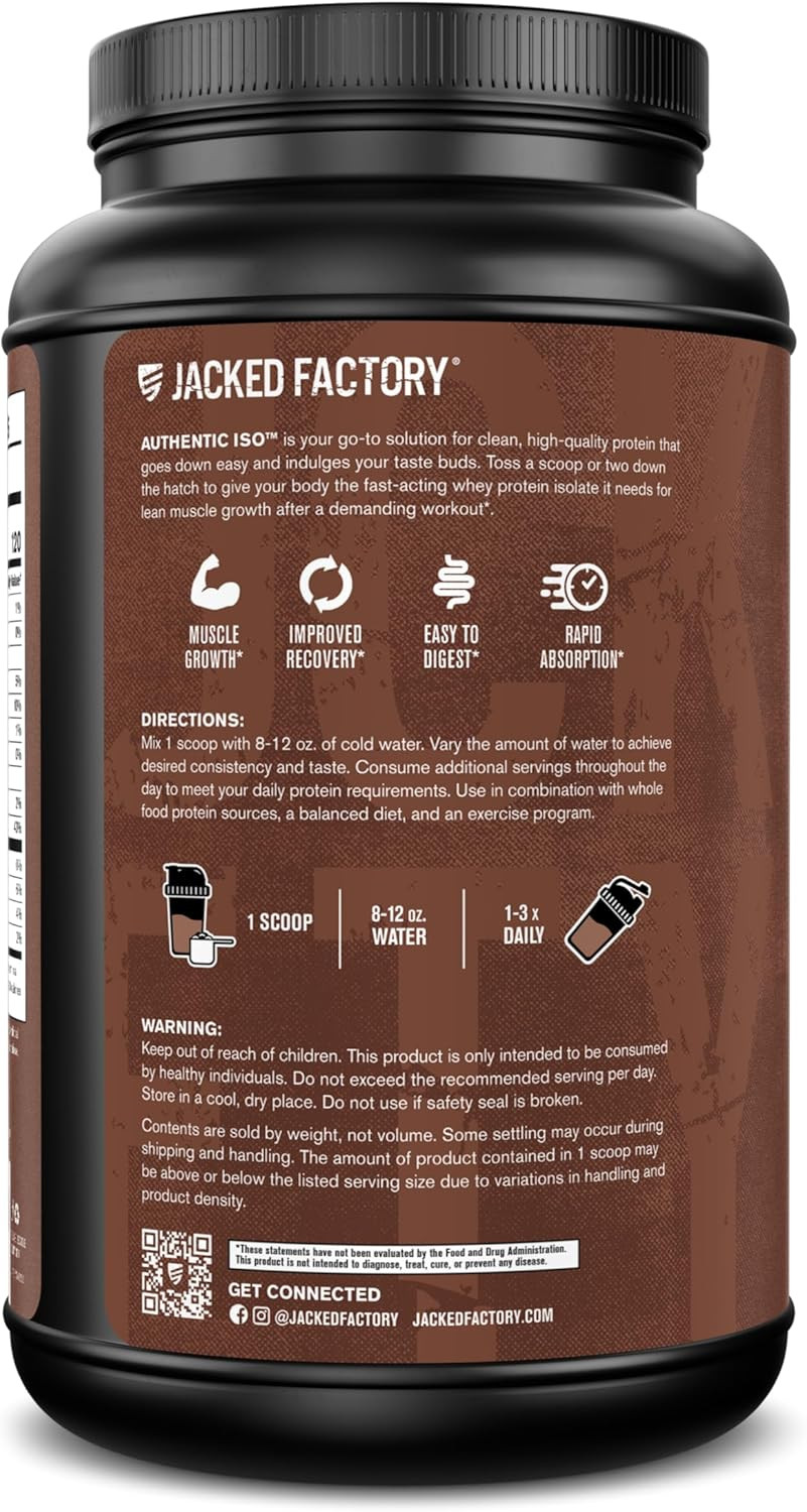 Authentic ISO Whey Protein Isolate Powder – Low Carb, Non-Gmo Muscle Building Pr