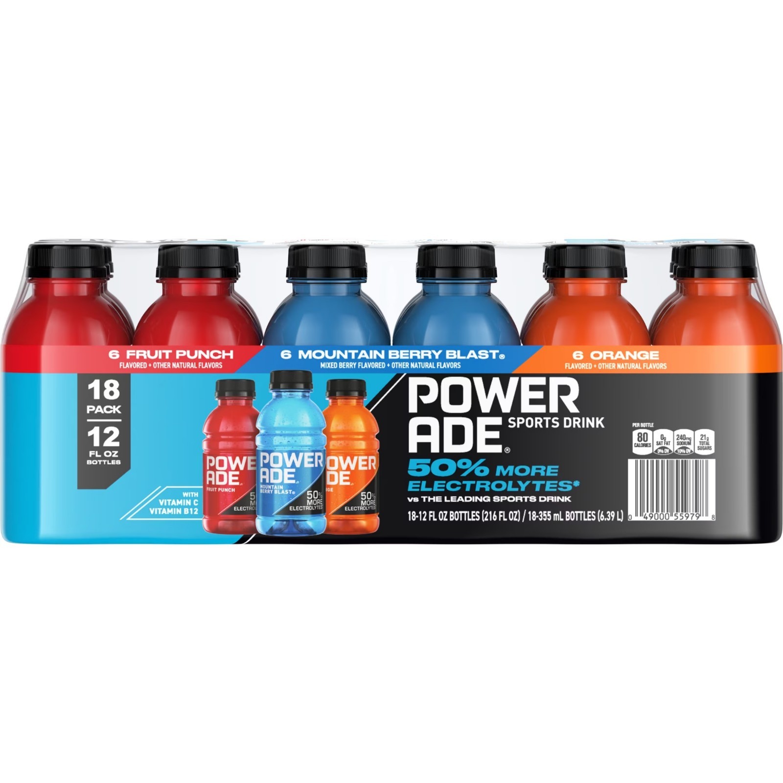 POWERADE Variety Pack Sports Drink Electrolyte Hydration 12 fl oz 18 Pack Cans