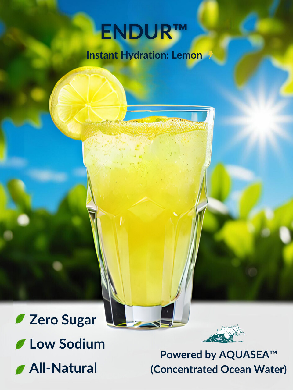 AquaVIVE™ ENDUR™ Lemon Electrolyte Powder Drink Mix Magnesium Glycinate 30 Packs