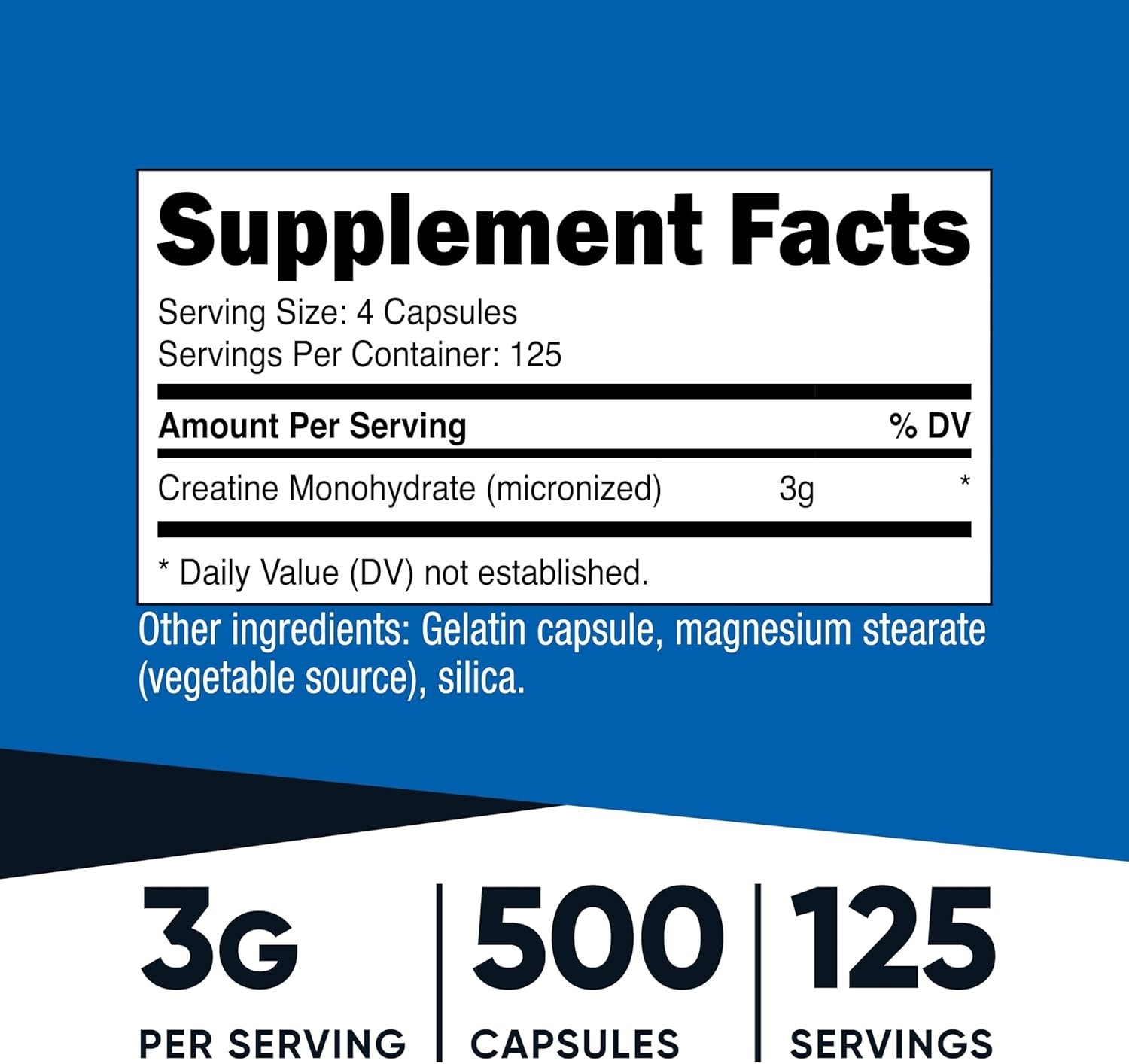 Unflavored Micronized Creatine 750mg Capsules – 500 Count for Fitness Excellence