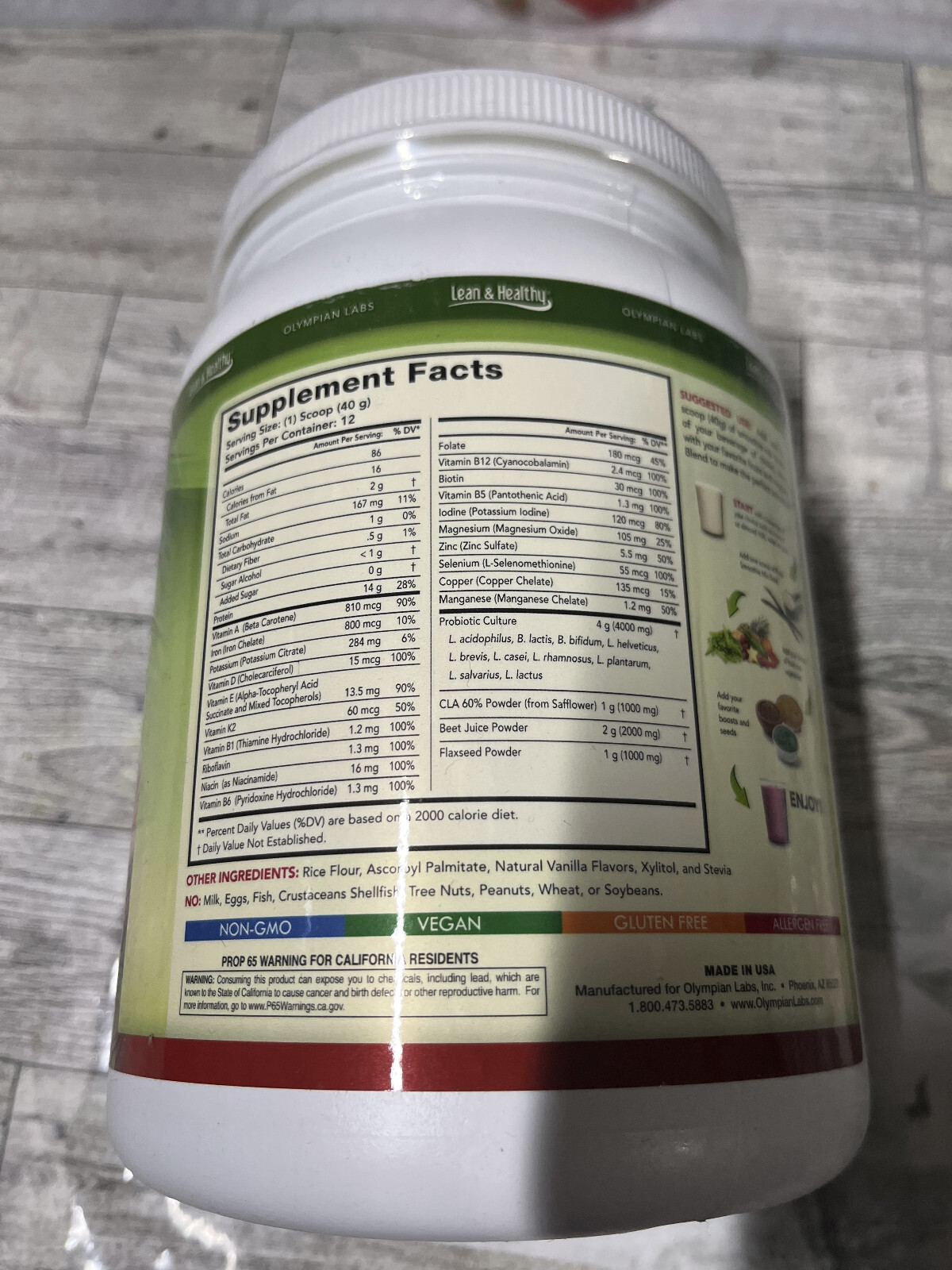 Olympian Labs Pure Smoothie Mix with Organic Protein 480 grams