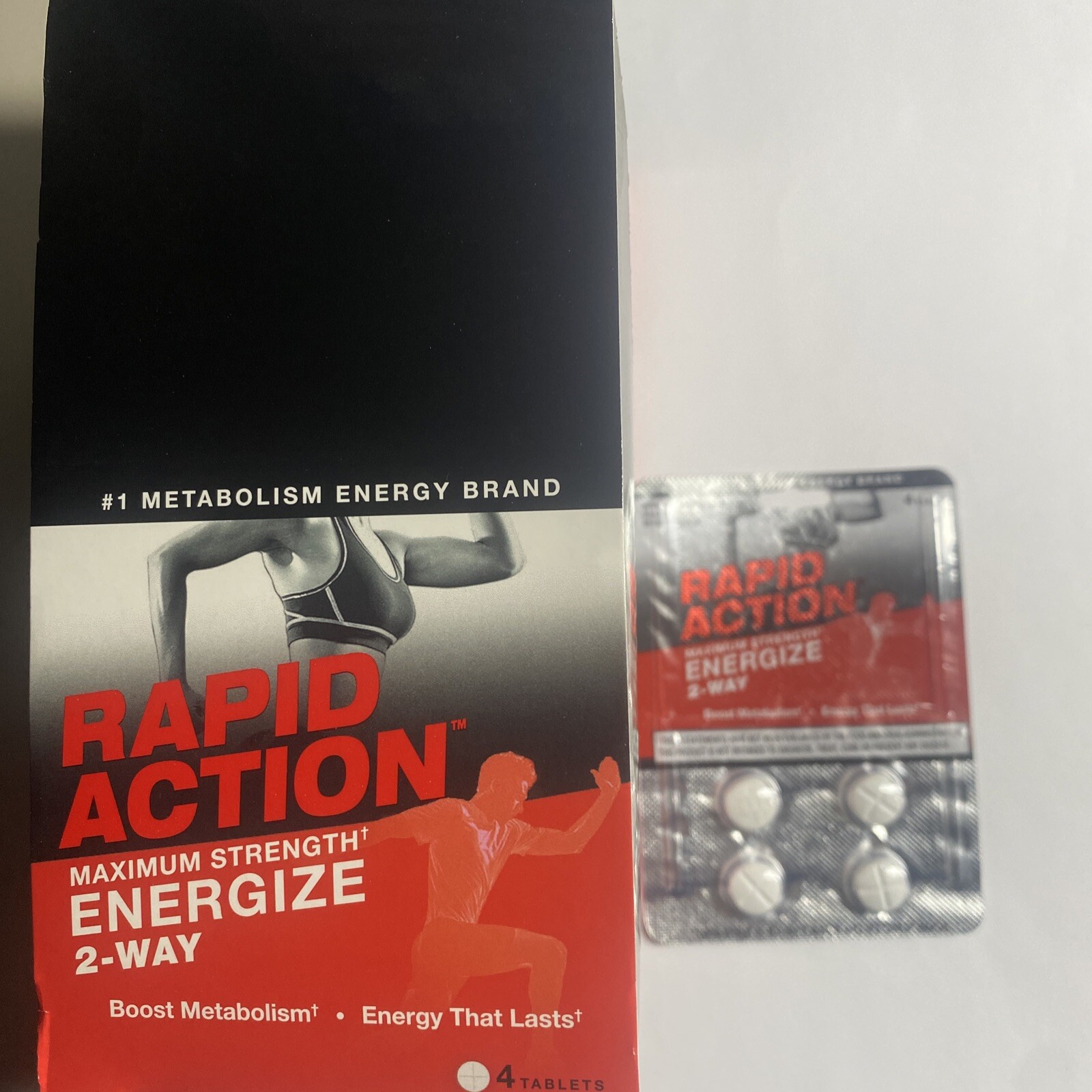 Rapid Action 2 Way Energy Boost Metabolism 10 Packs 40 Pills FREE SHIP