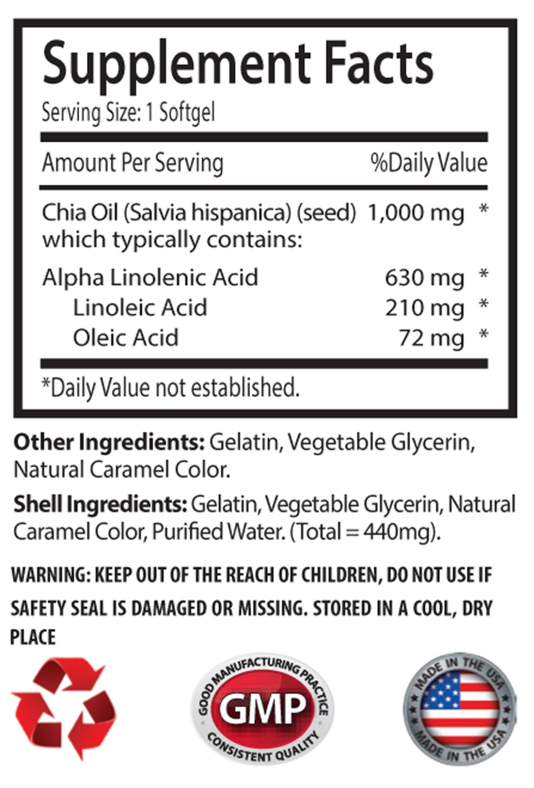 Omega-3 – Chia Seed Oil 2350mg – Super Weightloss Booster Supplement 6B