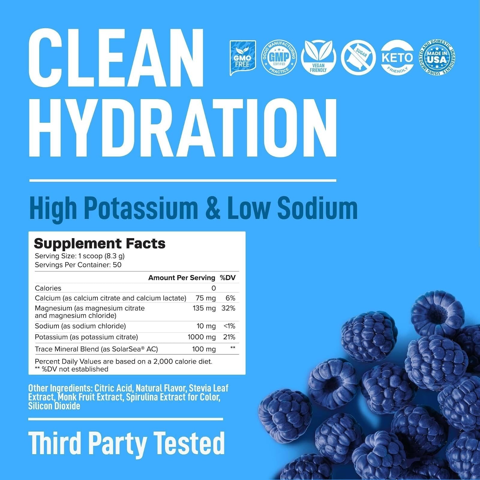 Keppi Sports Electrolytes Powder Blue Raspberry 14.6oz – Hydration & Energy