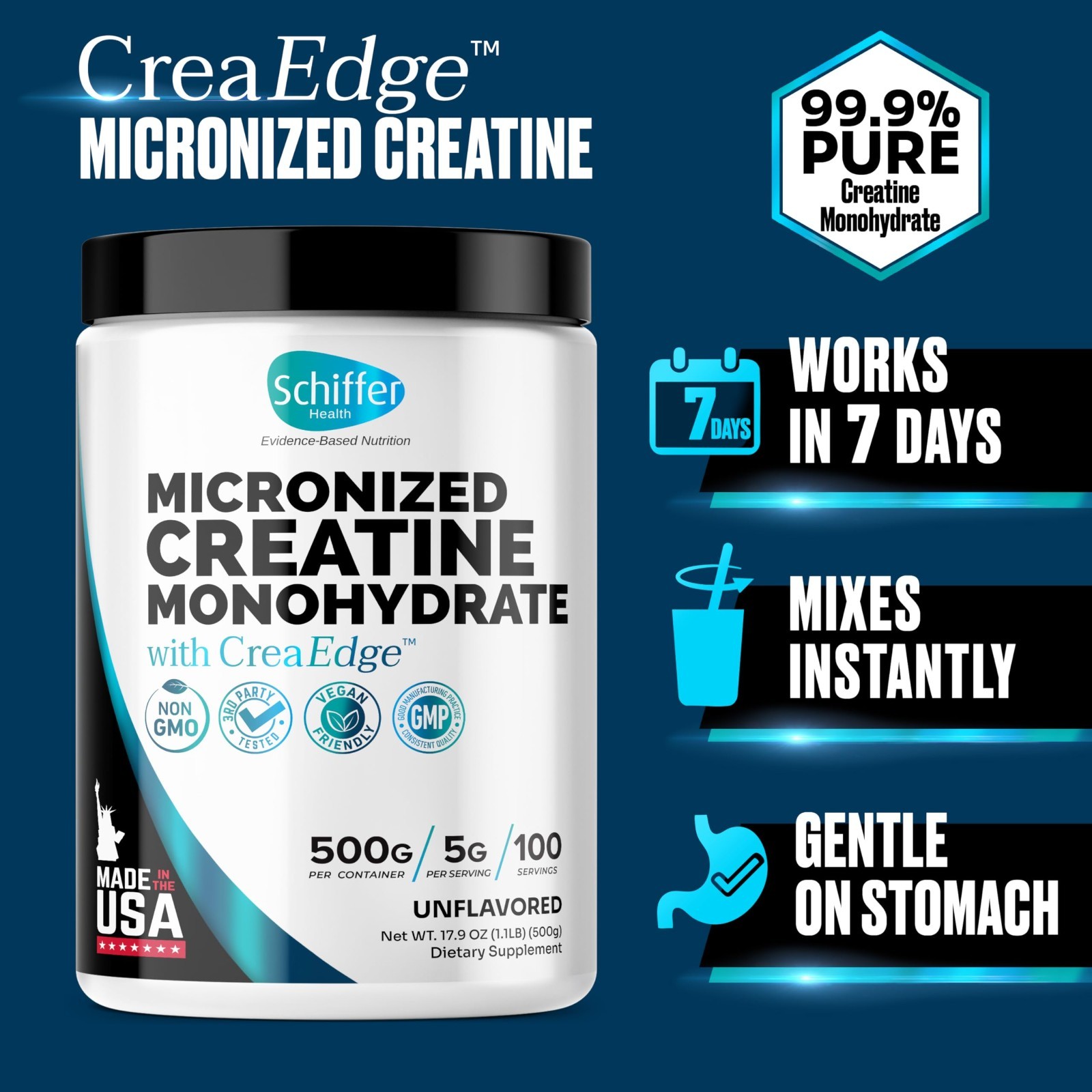 Pure Micronized Creatine Monohydrate Powder 500g – Boost Muscle Growth & Strengt