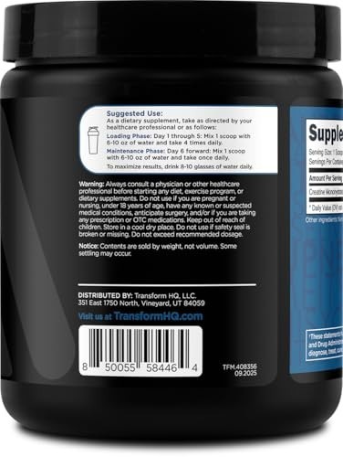 Creatine Monohydrate Powder 5000mg Per Serving Unflavored 60 Servings Mix in
