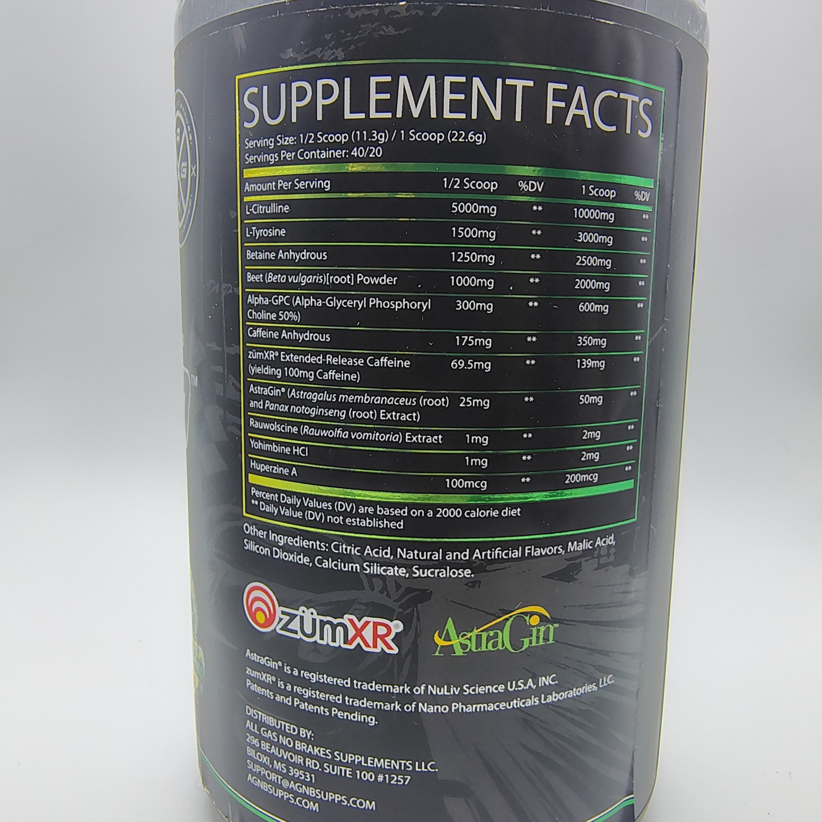 AGNB 0-100 Pre Workout Powder | 10g L-Citrulline, Alpha-GPC