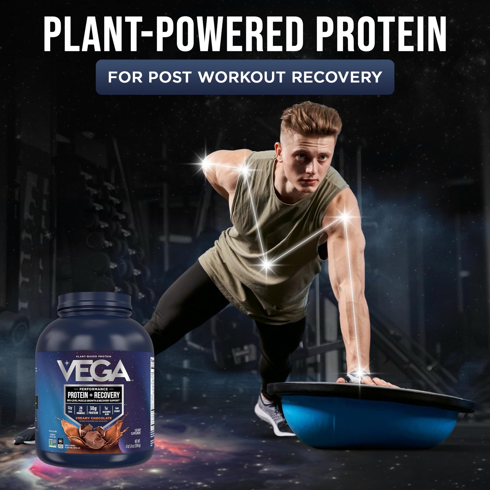 Protein + Recovery Vegan 30g Chocolate 4.4 lbs 45 Servings Dairy & Gluten Free