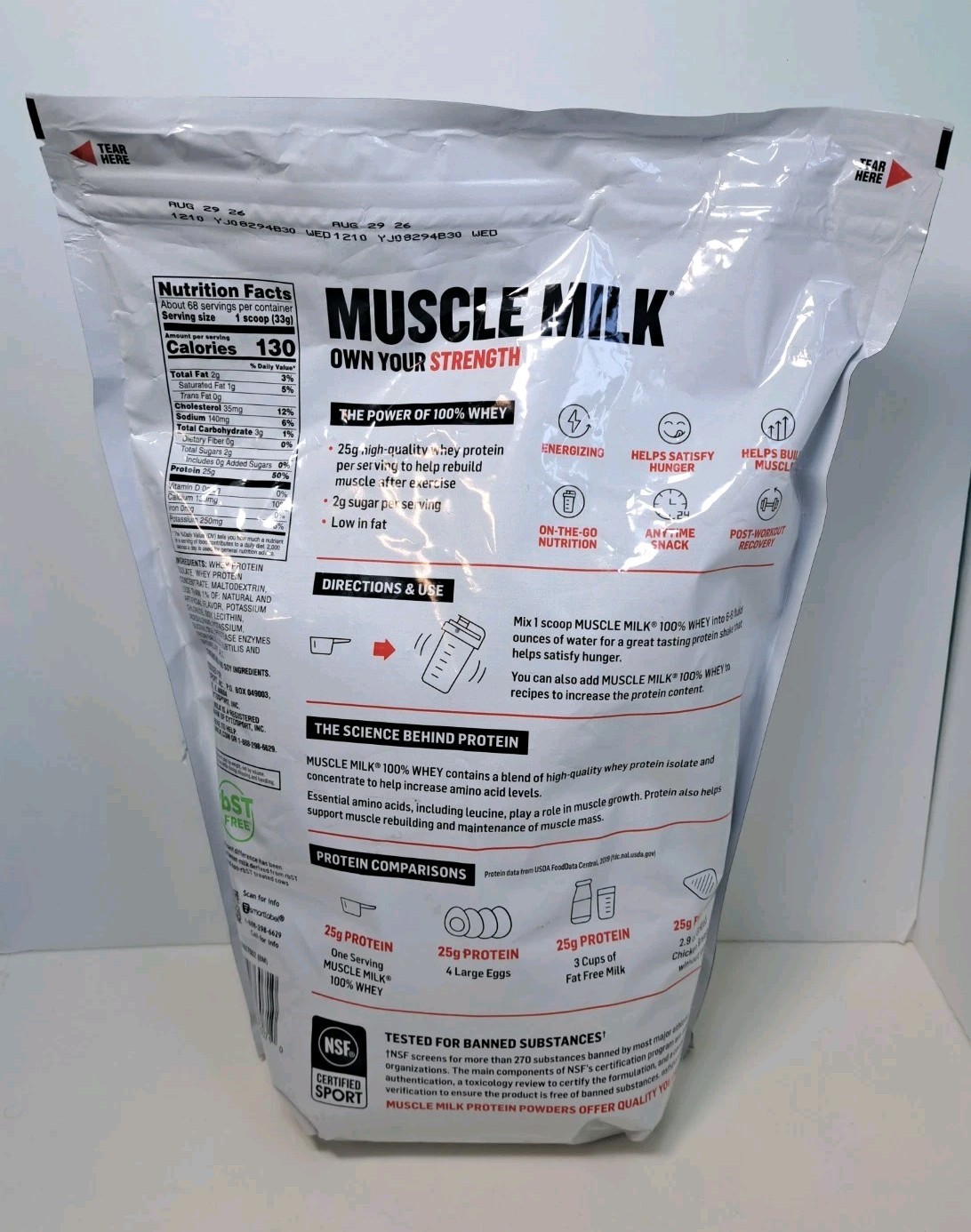 New and Sealed Muscle Milk 100% Whey Protein Powder Vanilla 5lb Exp 08/26