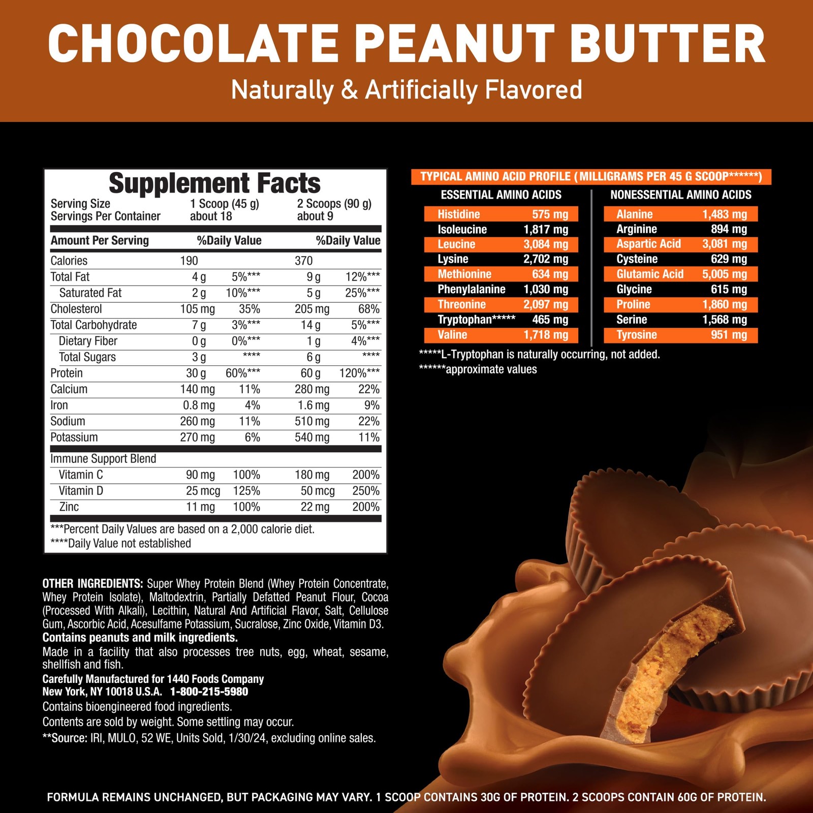 Body Fortress 100% Whey Protein Powder Chocolate Peanut Butter 1.78 lbs