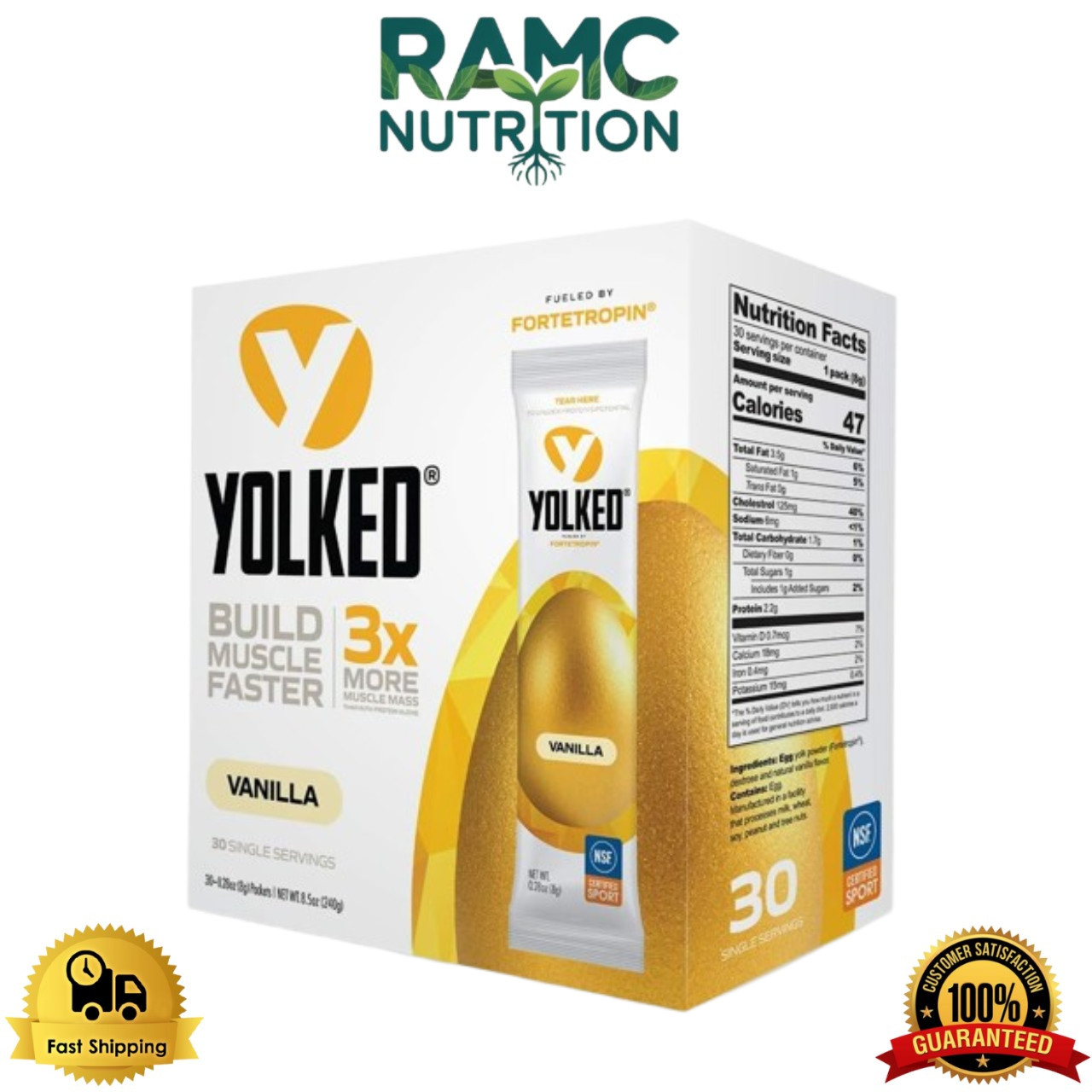 YOLKED NSF-Certified Muscle Building Supplement with Fortetropin 30 Servings