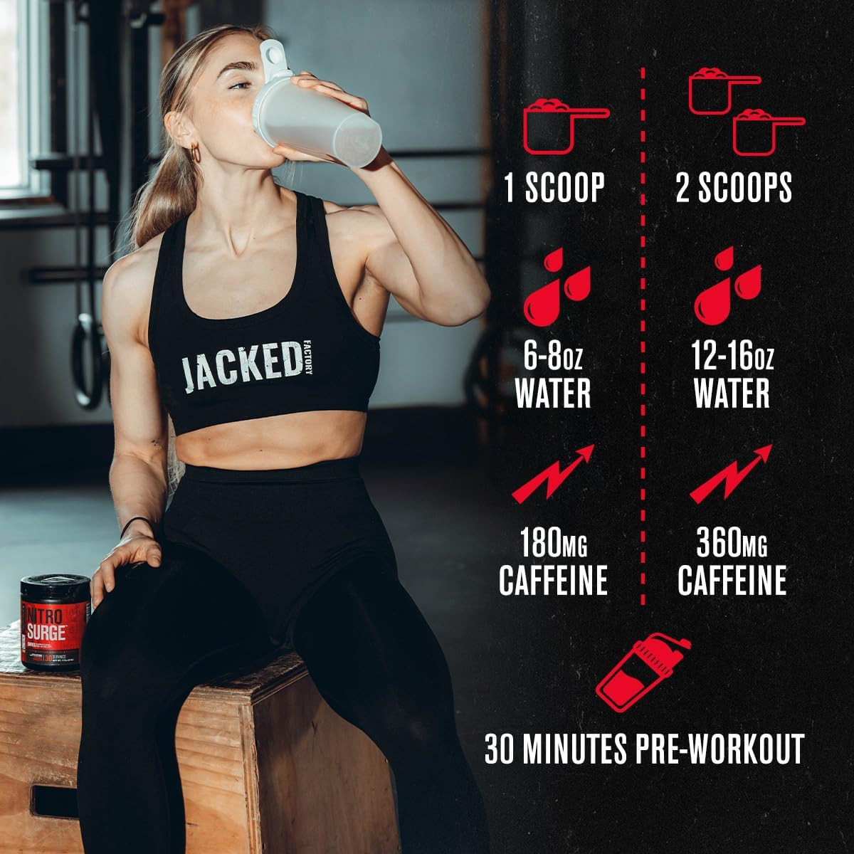 NITROSURGE Shred Pre Workout Supplement – Energy Booster, Instant Strength Ga…