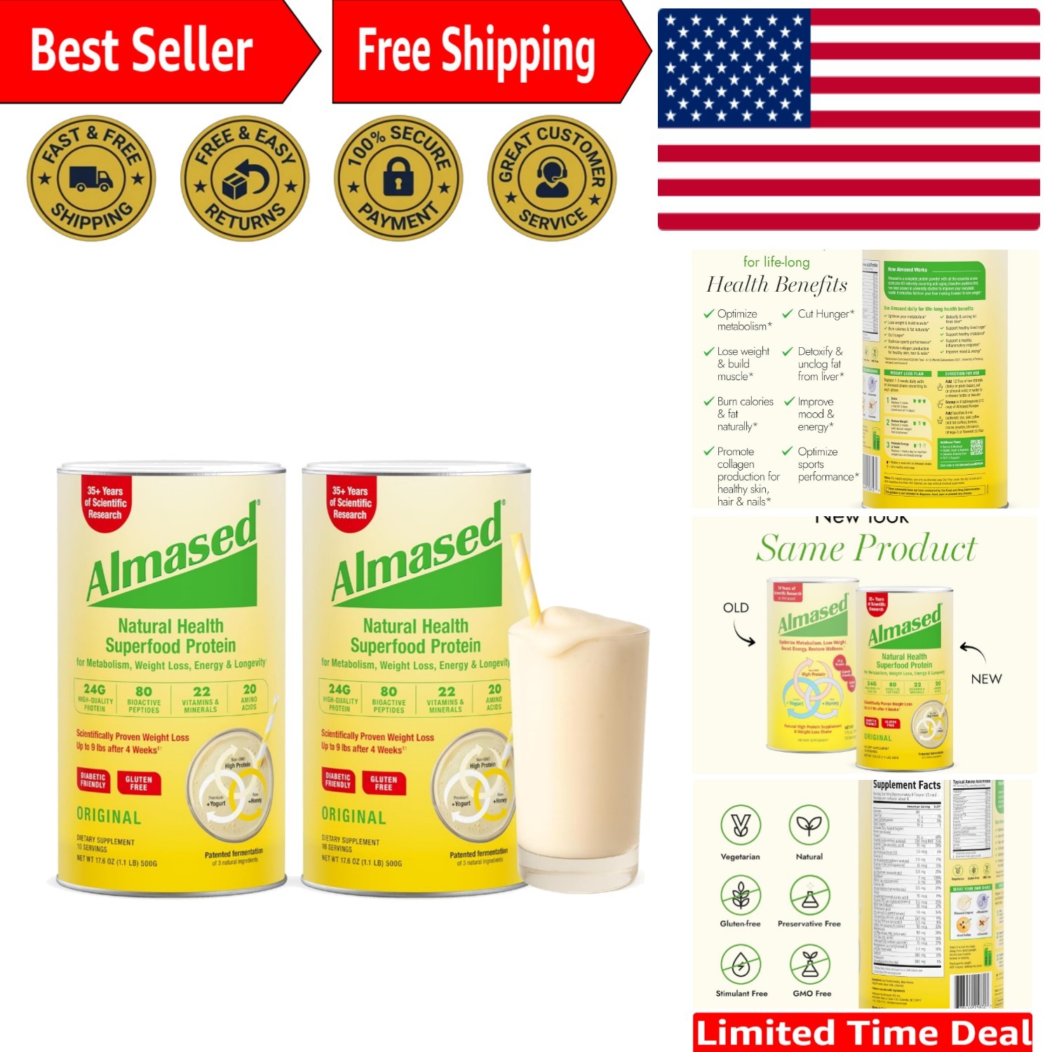 Double Pack of Multi-Protein Powder 17.6 oz – Supports Healthy Metabolism