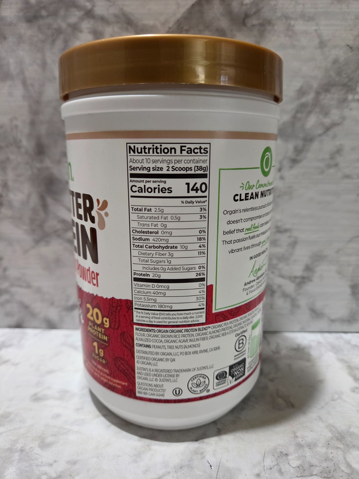 Orgain Nut Butter Protein Justin’s Dark Chocolate Peanut Butter 13.28 OZ 2/2027