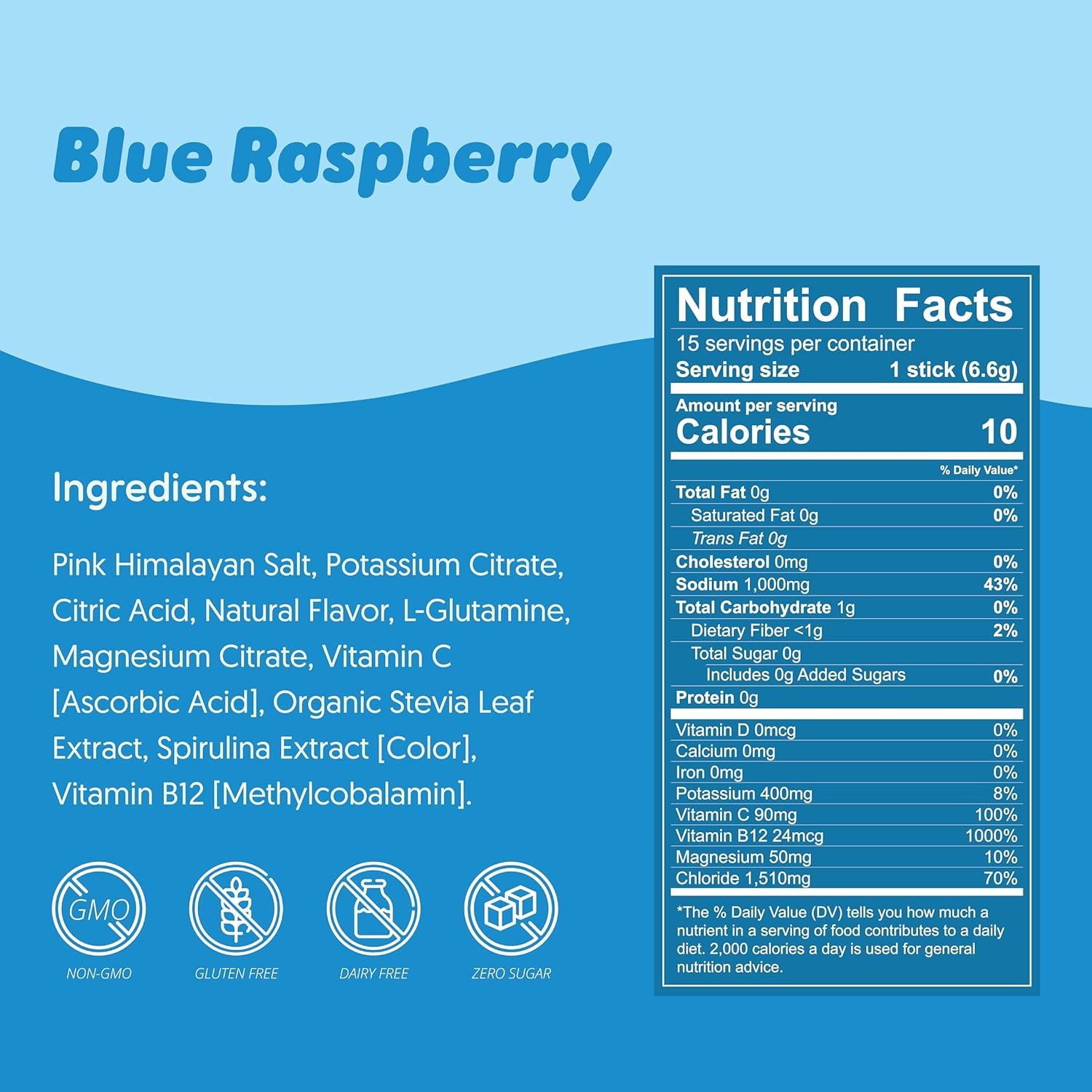 Waterboy Workout Hydration |2,960mg Sugar Free Electrolyte Powder Blue RaspberrY
