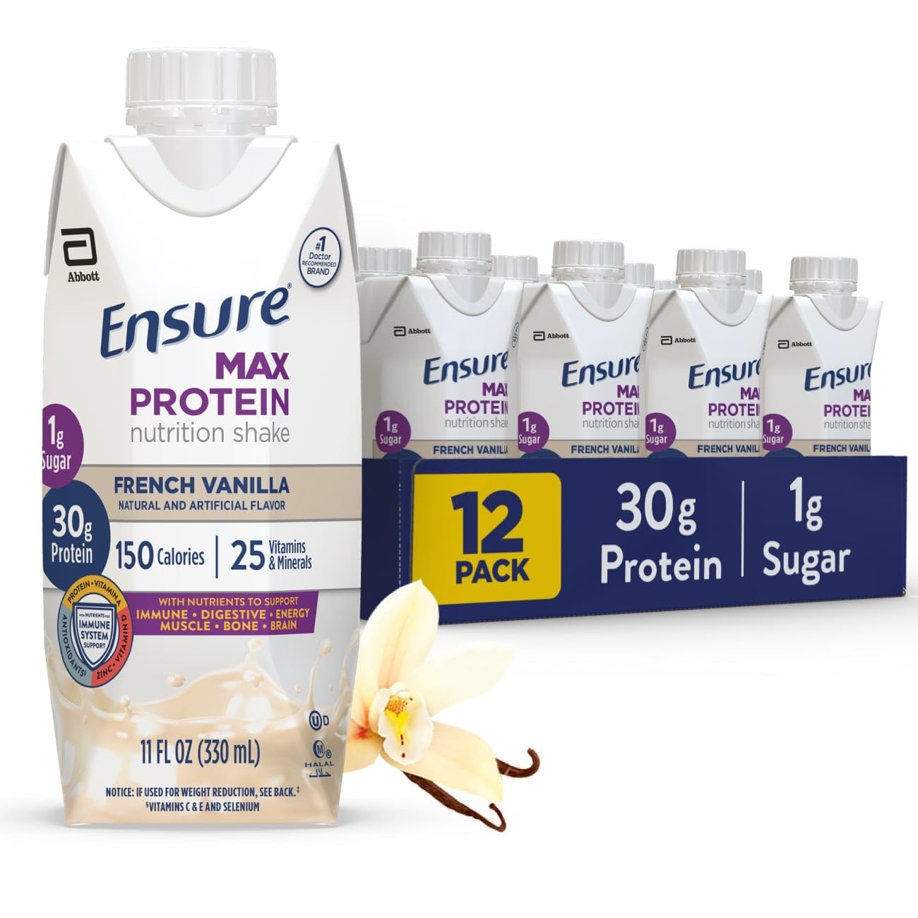 Ensure Max Protein Shake | French 11 Fl Oz (Pack of 12), Vanilla