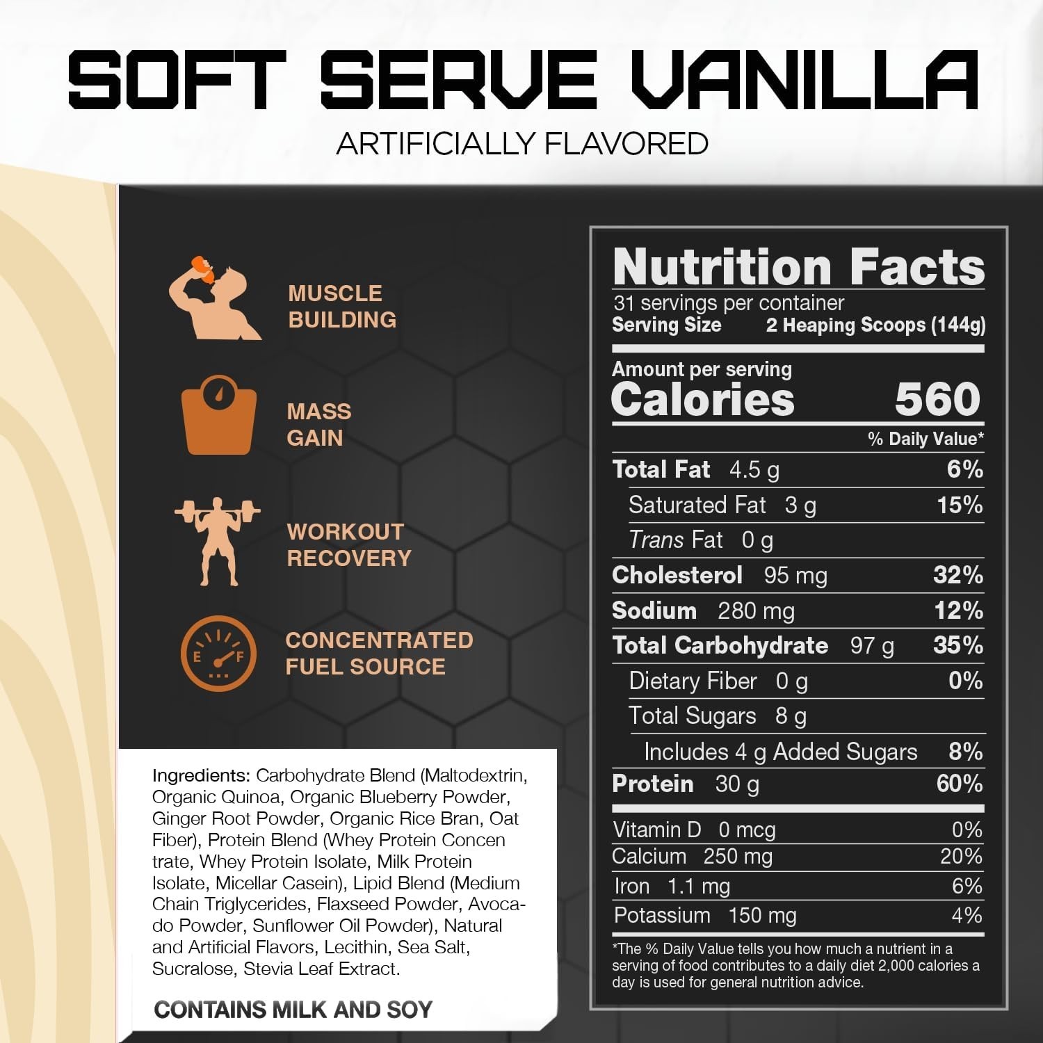 Clean Gainer – 10 lbs Soft Serve Vanilla: Muscle Building Protein