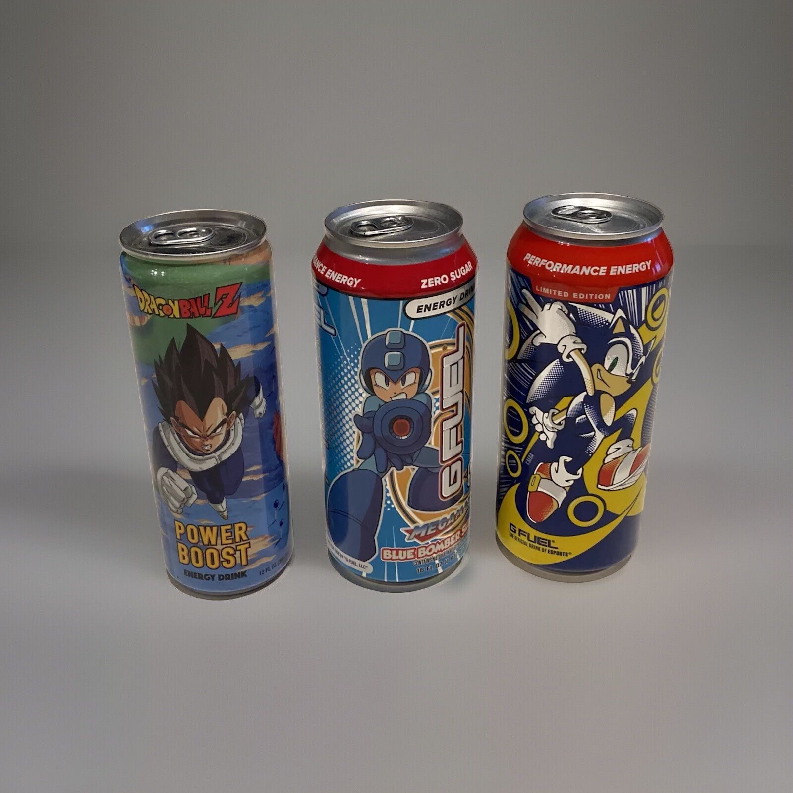 Megaman, Sonic The Hedgehog, DragonBall Z, LIMITED EDITION Energy Drinks