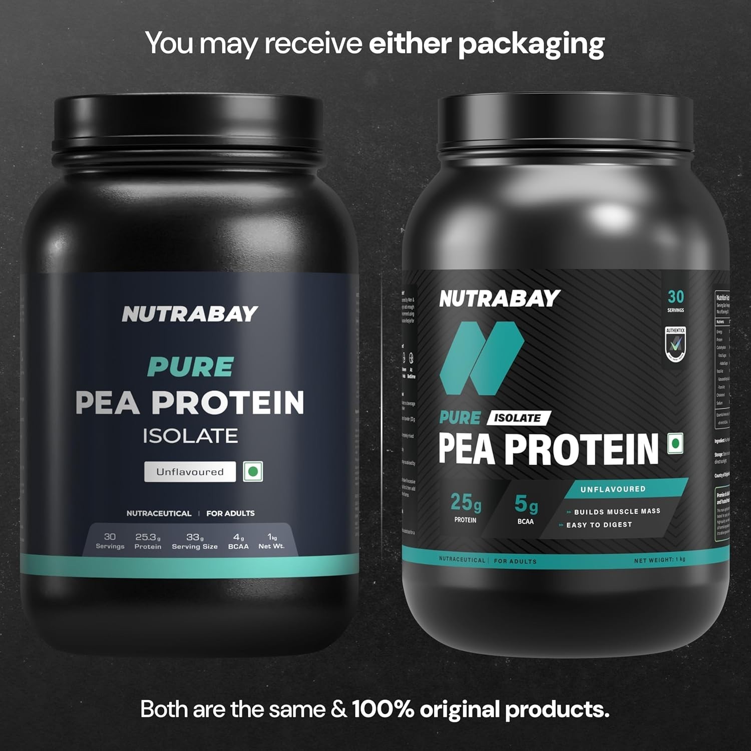 Pure Pea Protein Isolate – 25.3g Protein, 5g BCAA -1 Kg Unflavoured, 30 Servings
