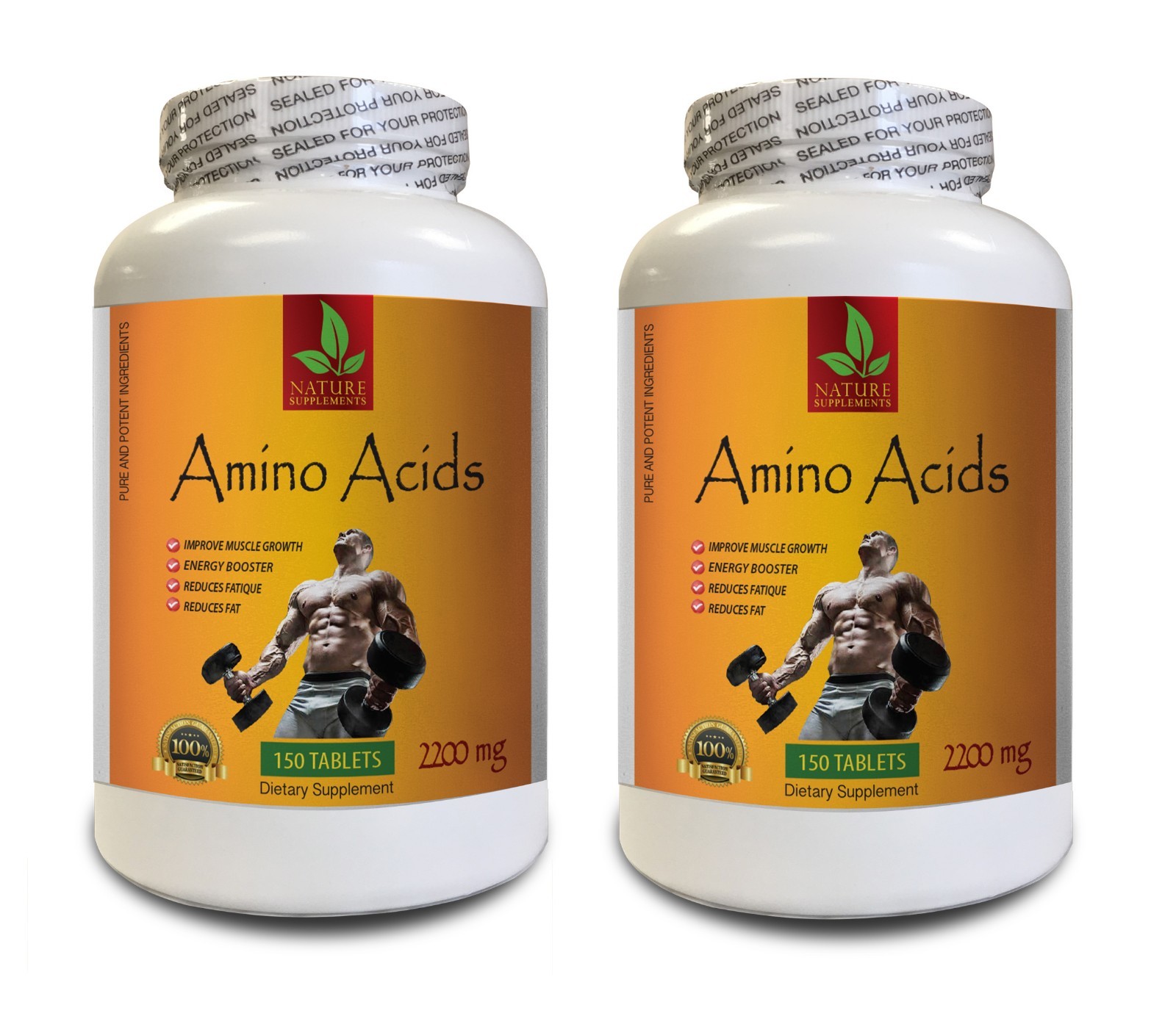 energy booster – AMINO ACIDS 2200mg – muscle gain – 2 Bottles 300 Tablets