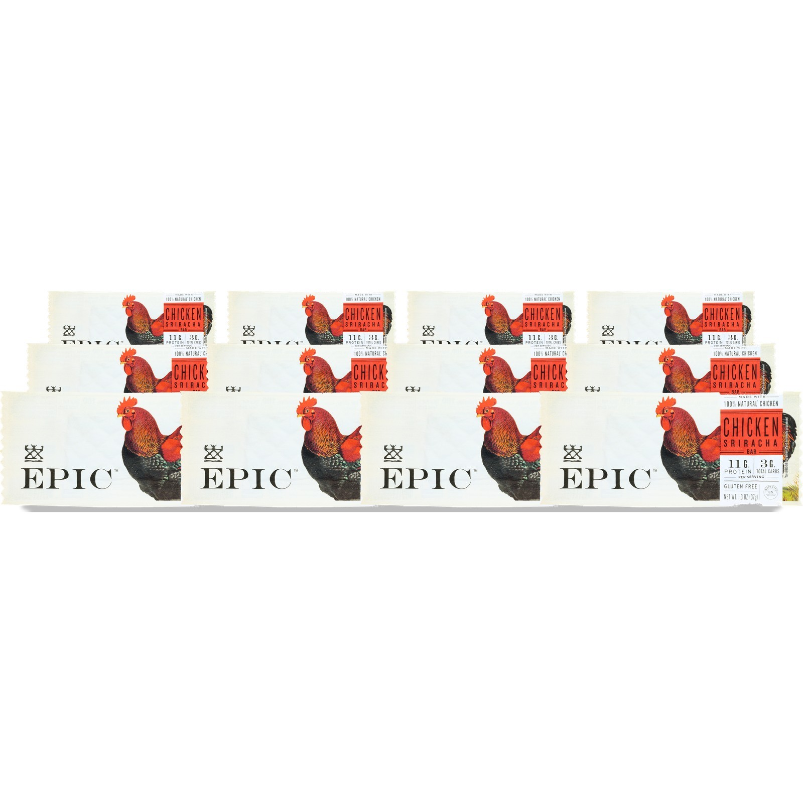Epic Sriracha Chicken Protein Bar 1.3 Oz Gluten Free 12 Pack