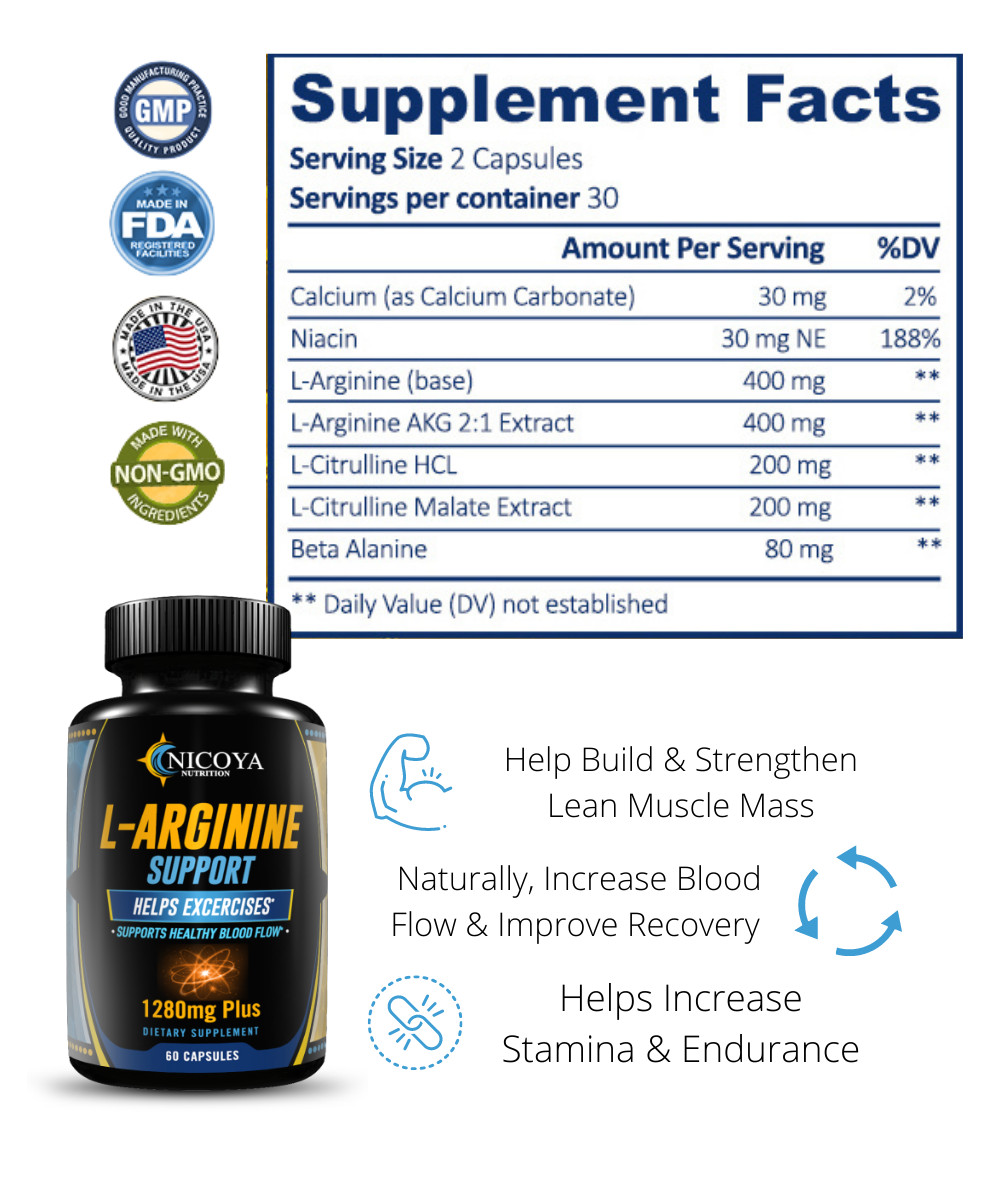 NitricOxide L-Arginine Pre-workout RECOVERY Booster, Pump, Blood Flow & Stamina!