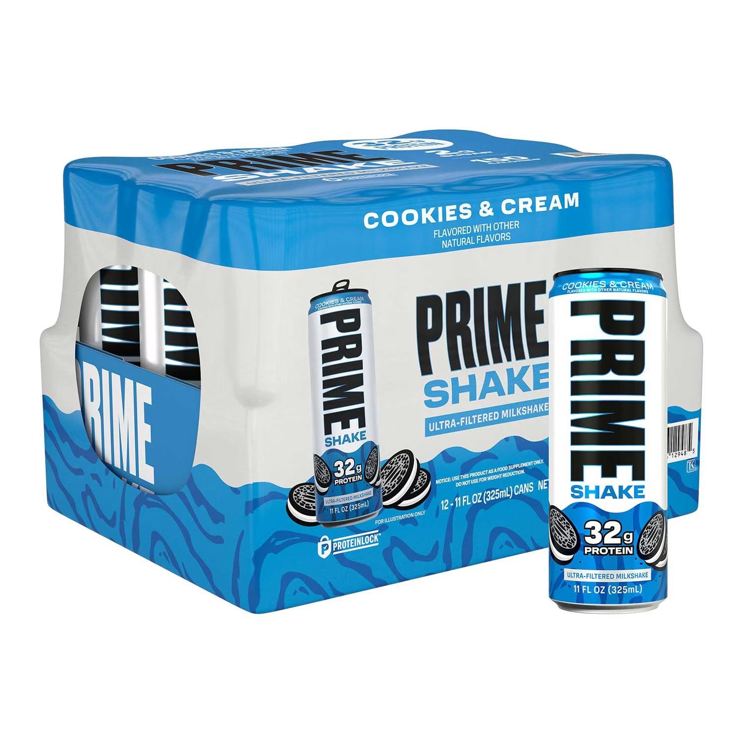 Prime 32g Protein Milk Shake, Cookies and Cream, 11 fl. oz., 12 pk.