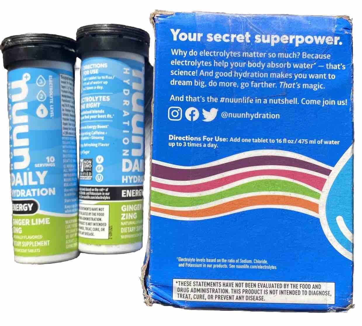 Nuun Sport Electrolyte Hydration Tablets Tri-Berry Citrus Fruit 6 Pack