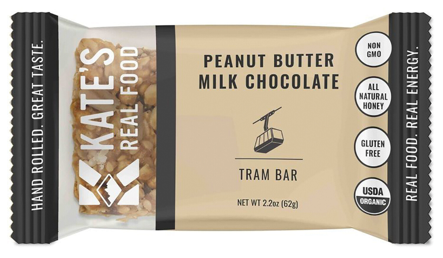 Kate’s Real Food Bars: Peanut Butter Milk Chocolate Energy Snack Pack of 12