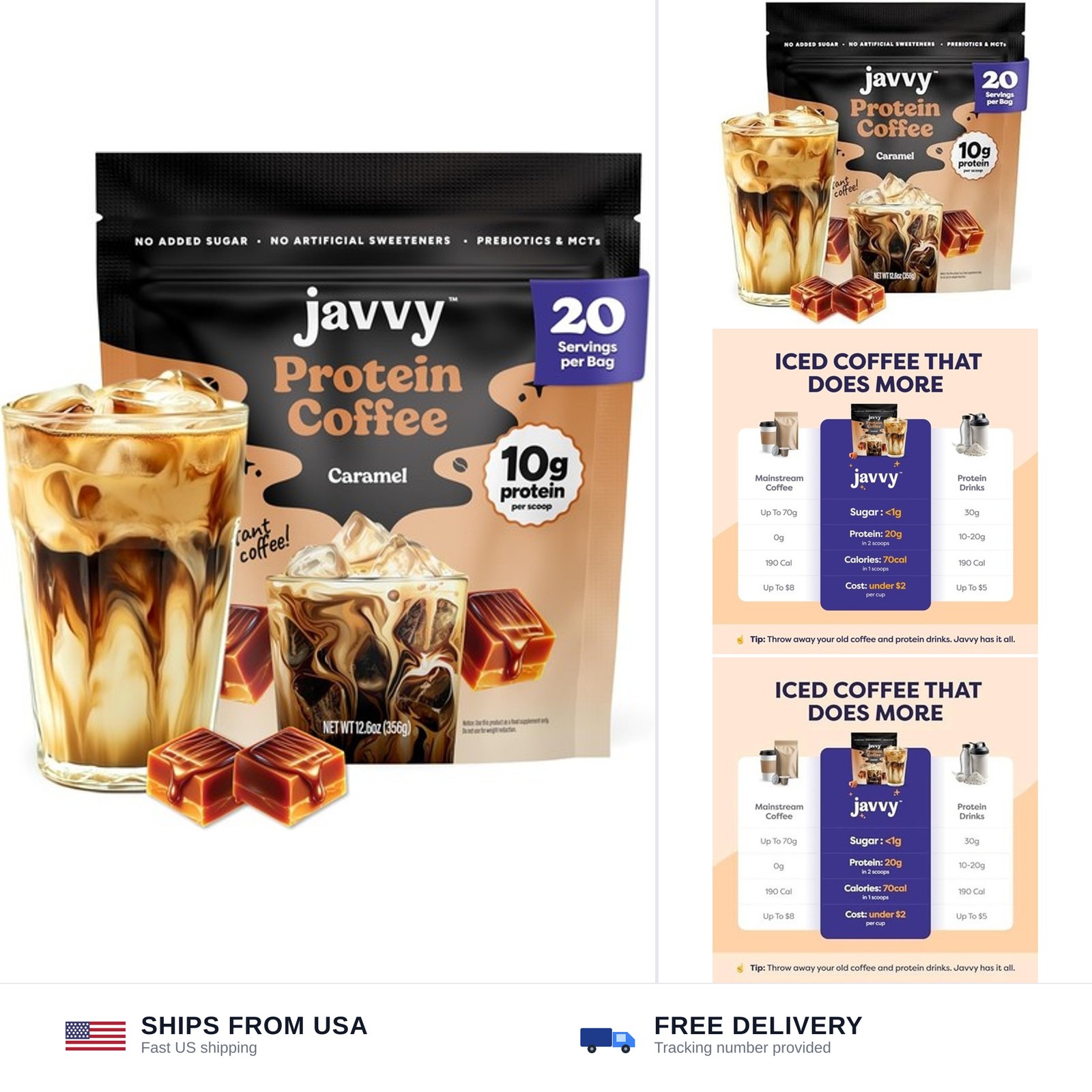 Javvy Protein Iced Coffee – Premium Whey Protein & Iced Coffees, 100% Natural…