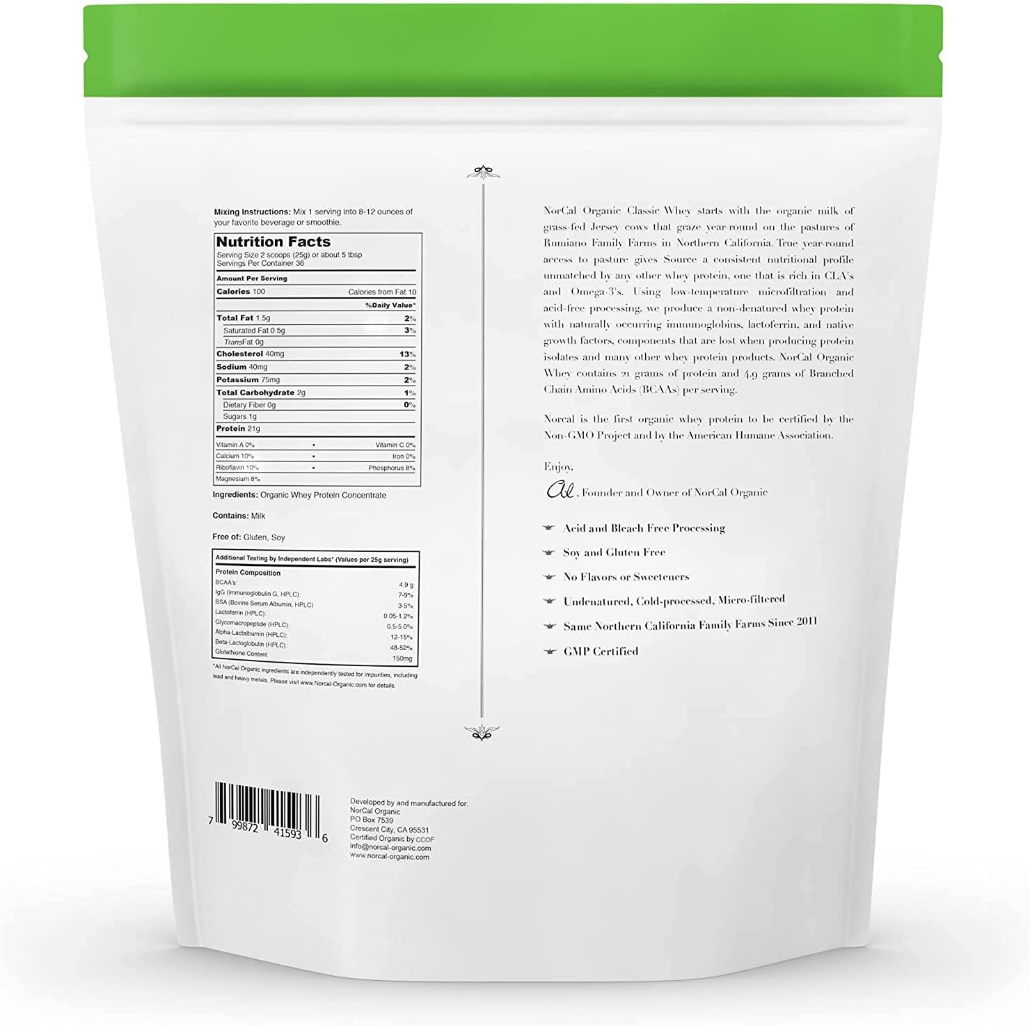 – Classic Whey Protein – 100% Grass-Fed and Grass-Finished – UNFLAVORED – Lecith