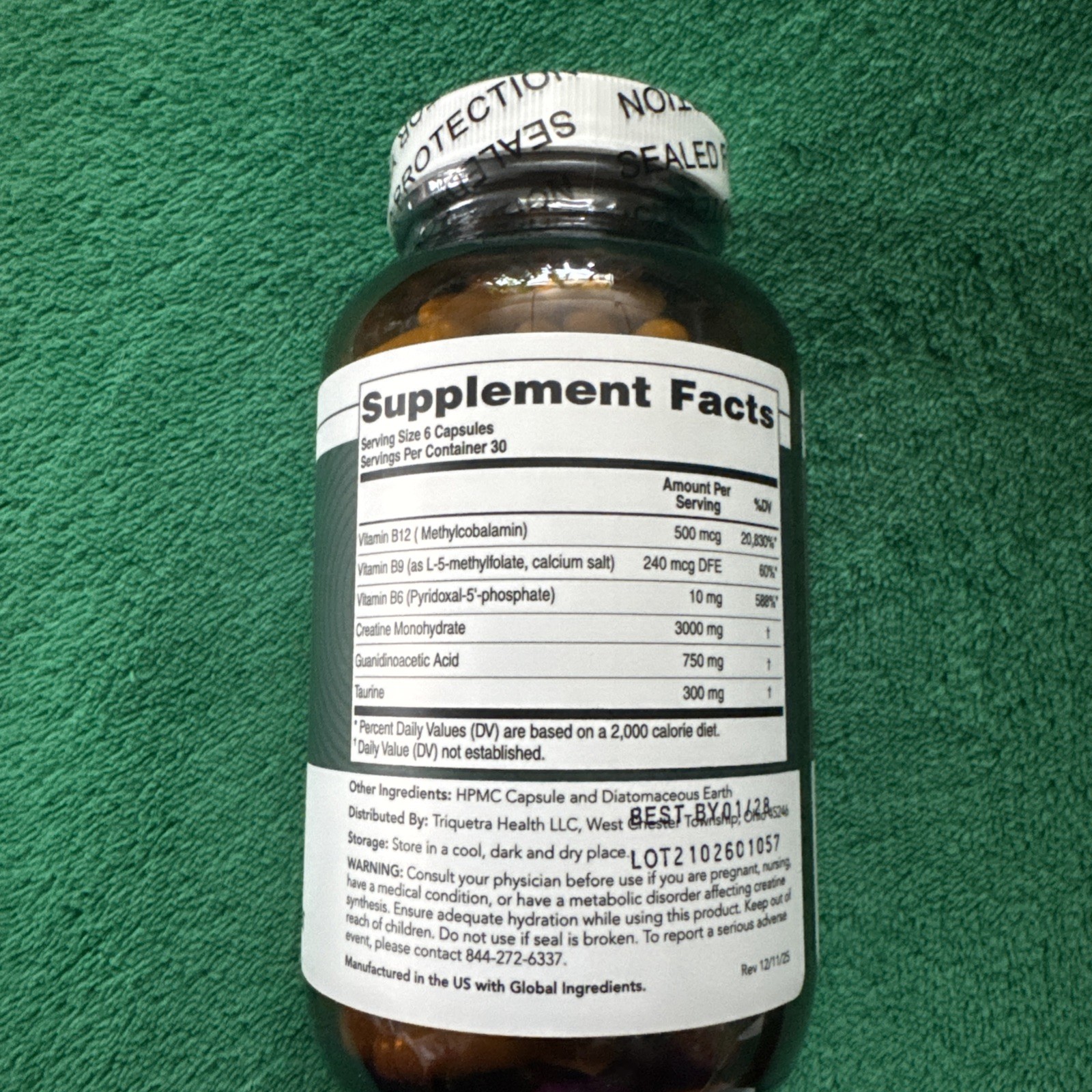 Creatine Reserve – Creatine Monohydrate +GAA with B Vitamins & Taurine 180 Caps
